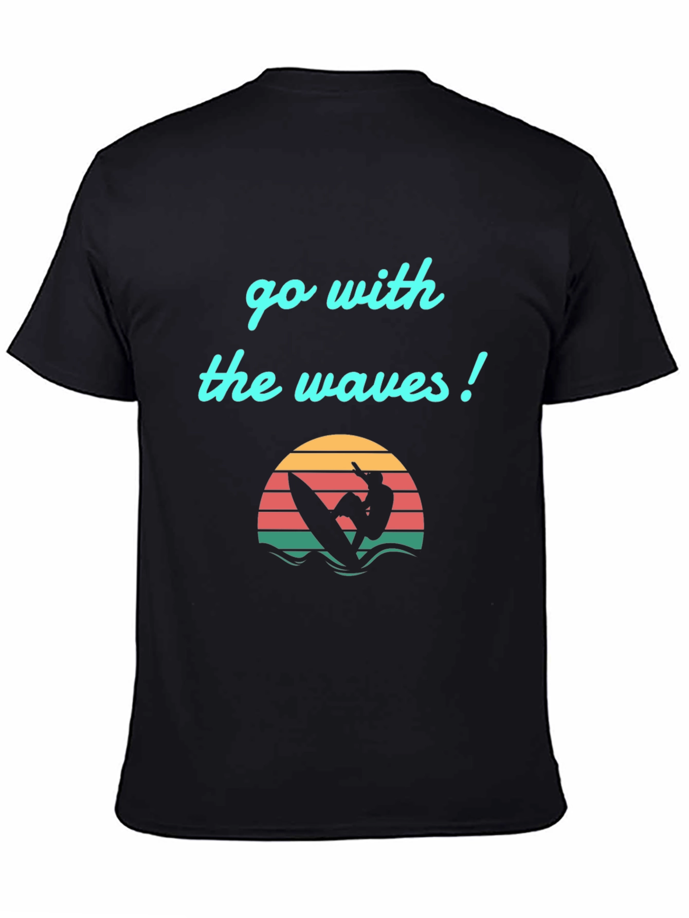 Go With The Waves Graphic Tee - Surfer Design