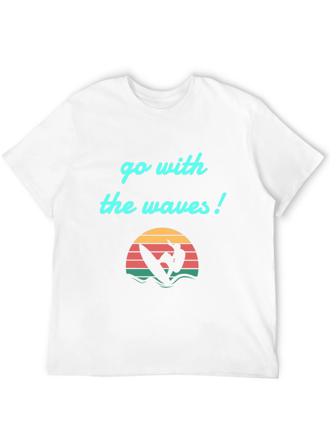 Go With The Waves Graphic Tee - Surfer Design