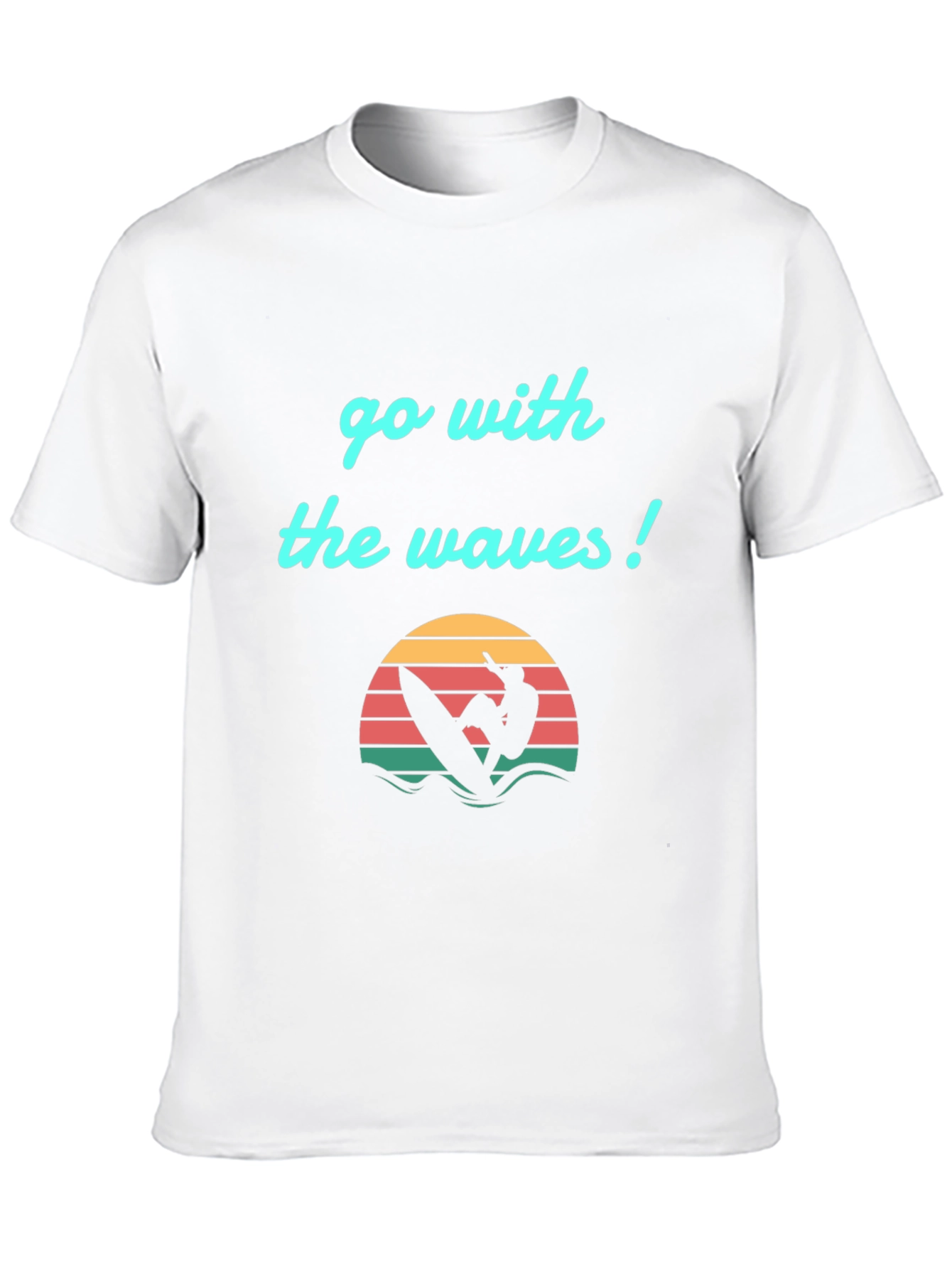 Go With The Waves Graphic Tee - Surfer Design
