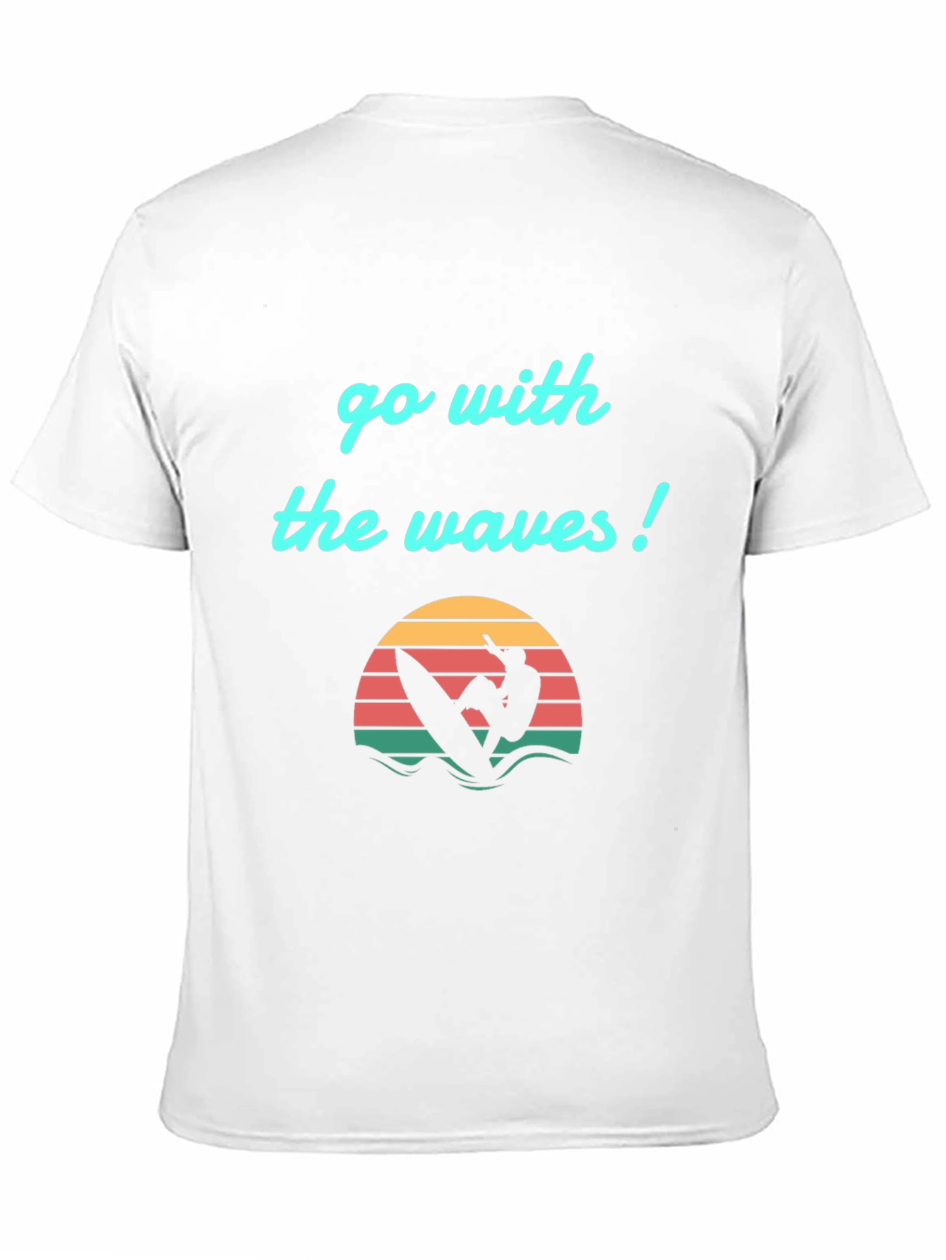 Go With The Waves Graphic Tee - Surfer Design
