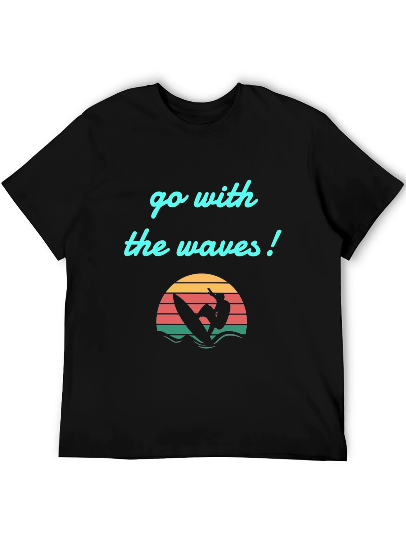 Go With The Waves Graphic Tee - Surfer Design