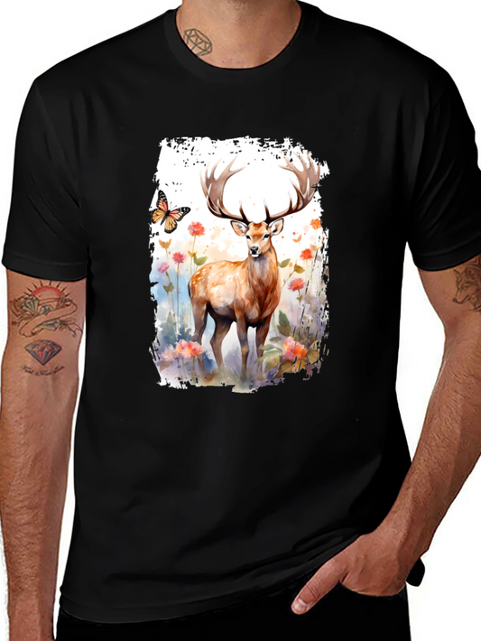 Watercolor Deer Graphic Tee - Nature Inspired T-Shirt