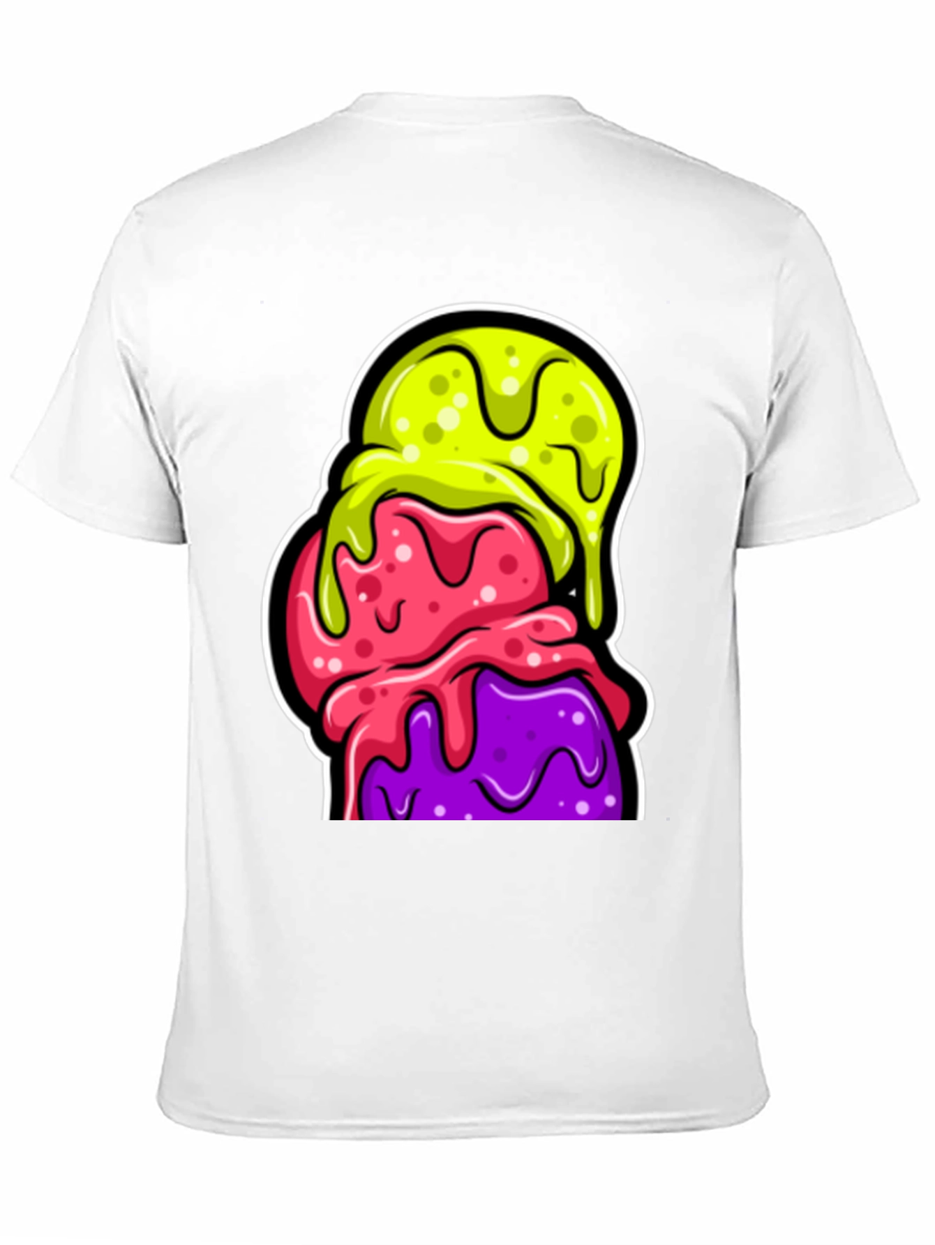 Funky Ice Cream Graphic Tee - Black Cotton T-Shirt