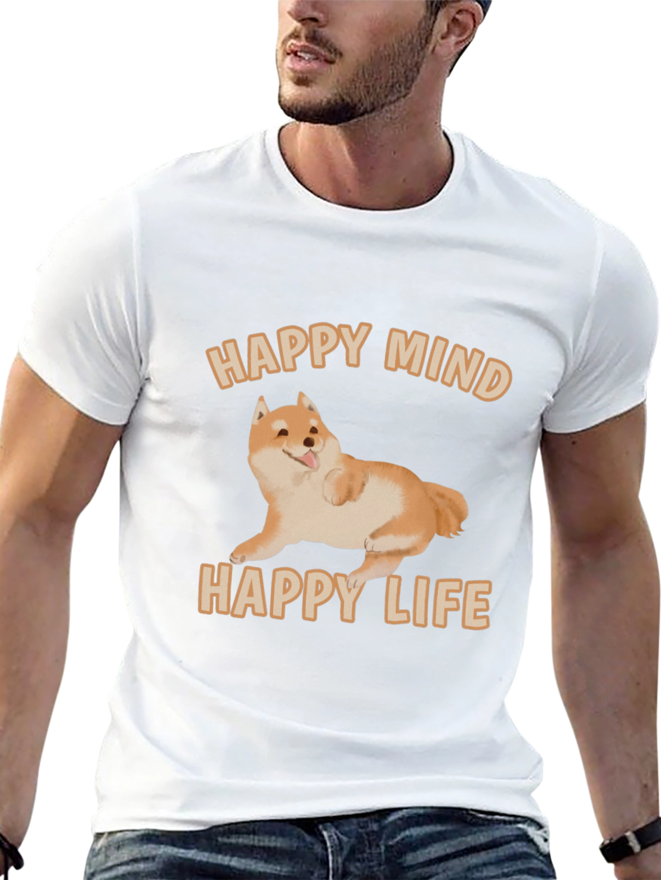 Happy Mind Happy Life Shiba Inu Graphic T-Shirt