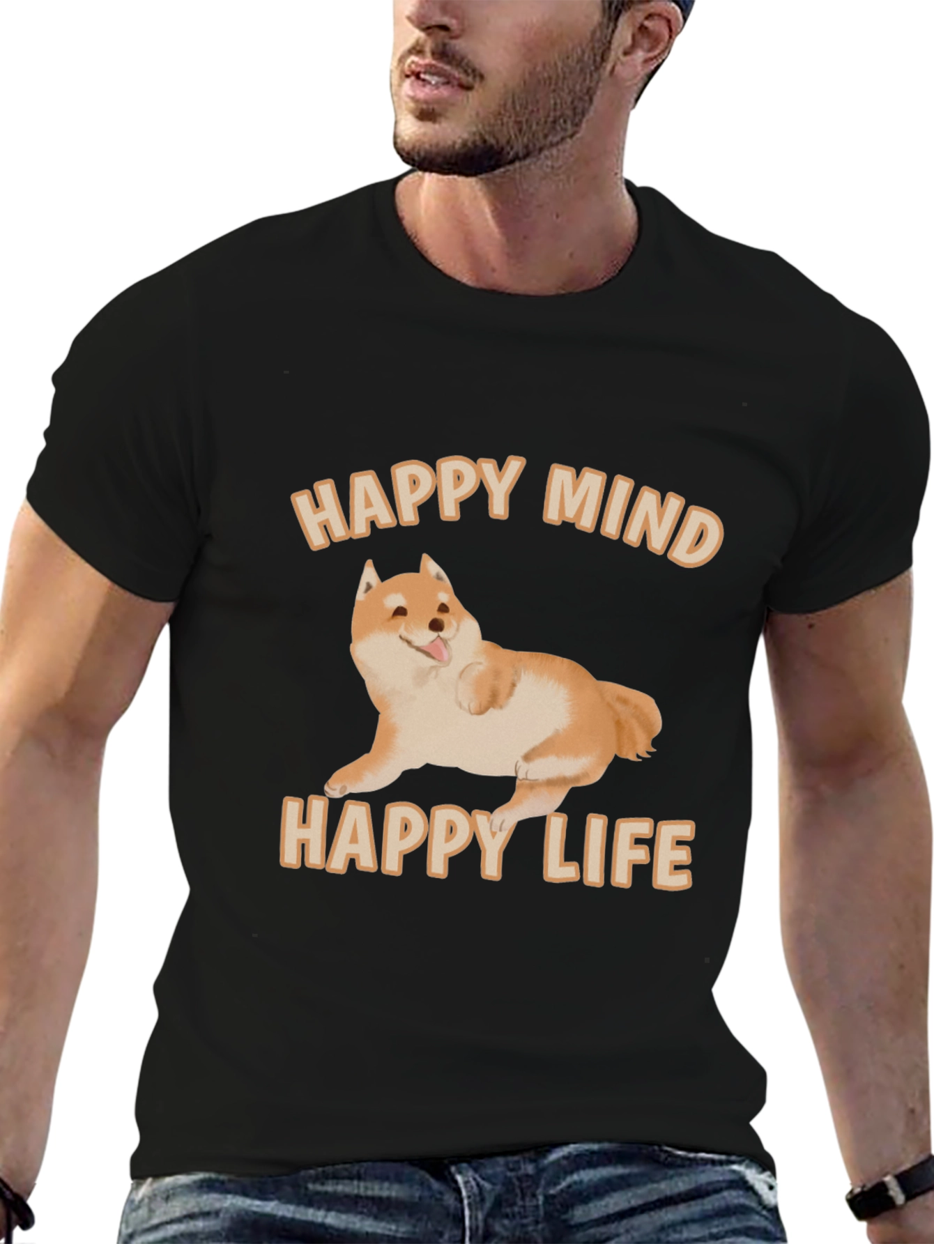 Happy Mind Happy Life Shiba Inu Graphic T-Shirt