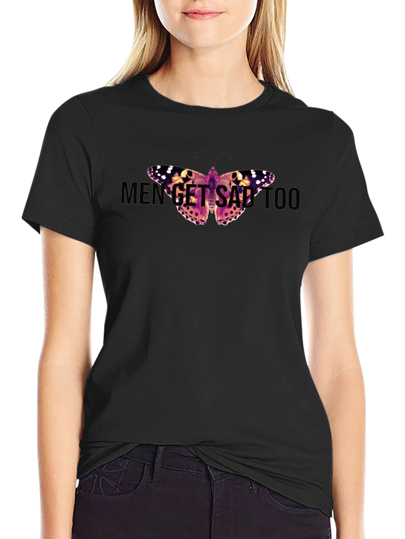 Men Get Sad Too Butterfly Graphic Tee