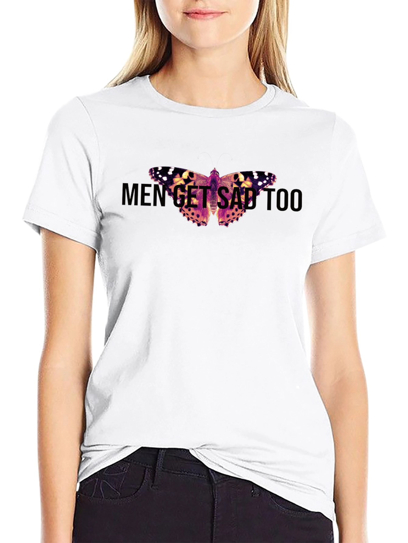 Men Get Sad Too Butterfly Graphic Tee