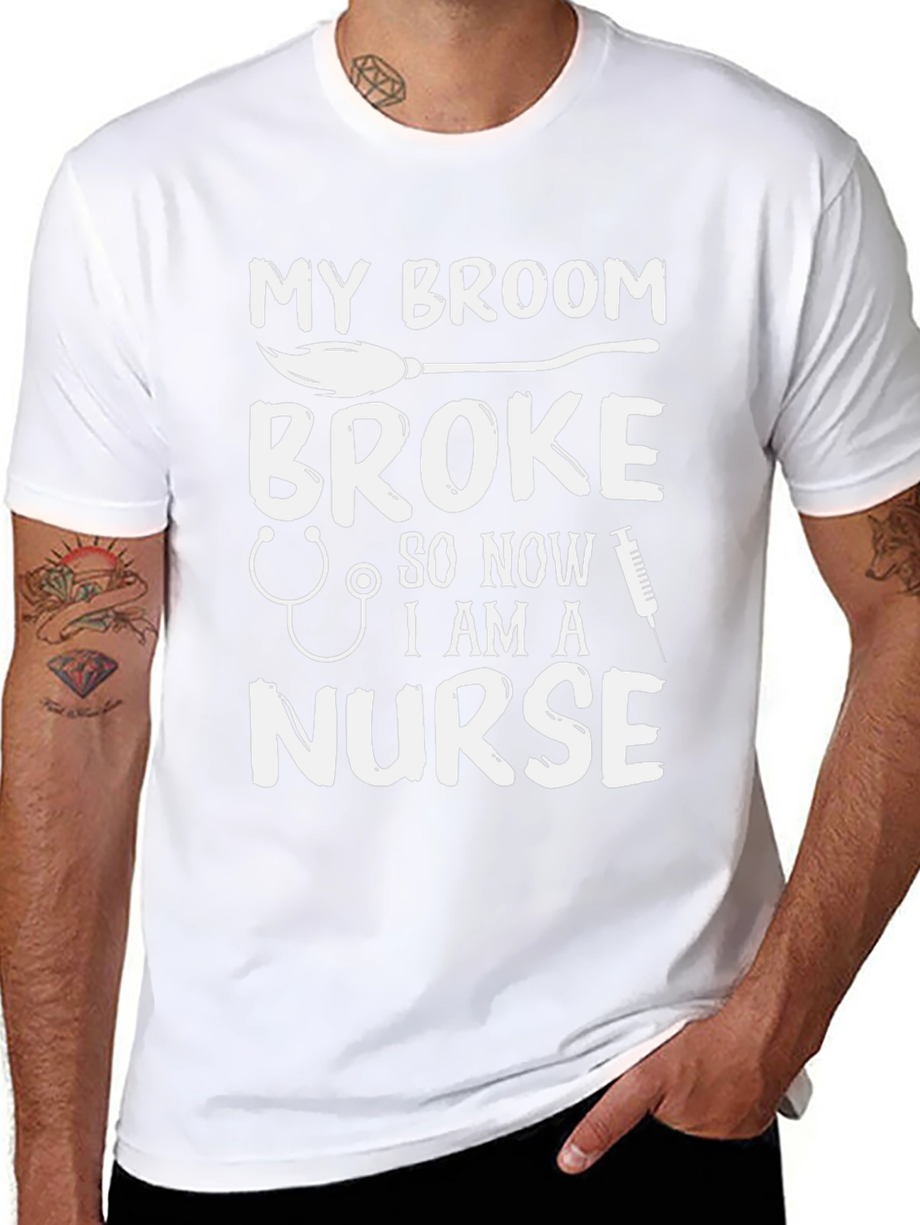 My Broom Broke Now Im A Nurse Funny T-Shirt