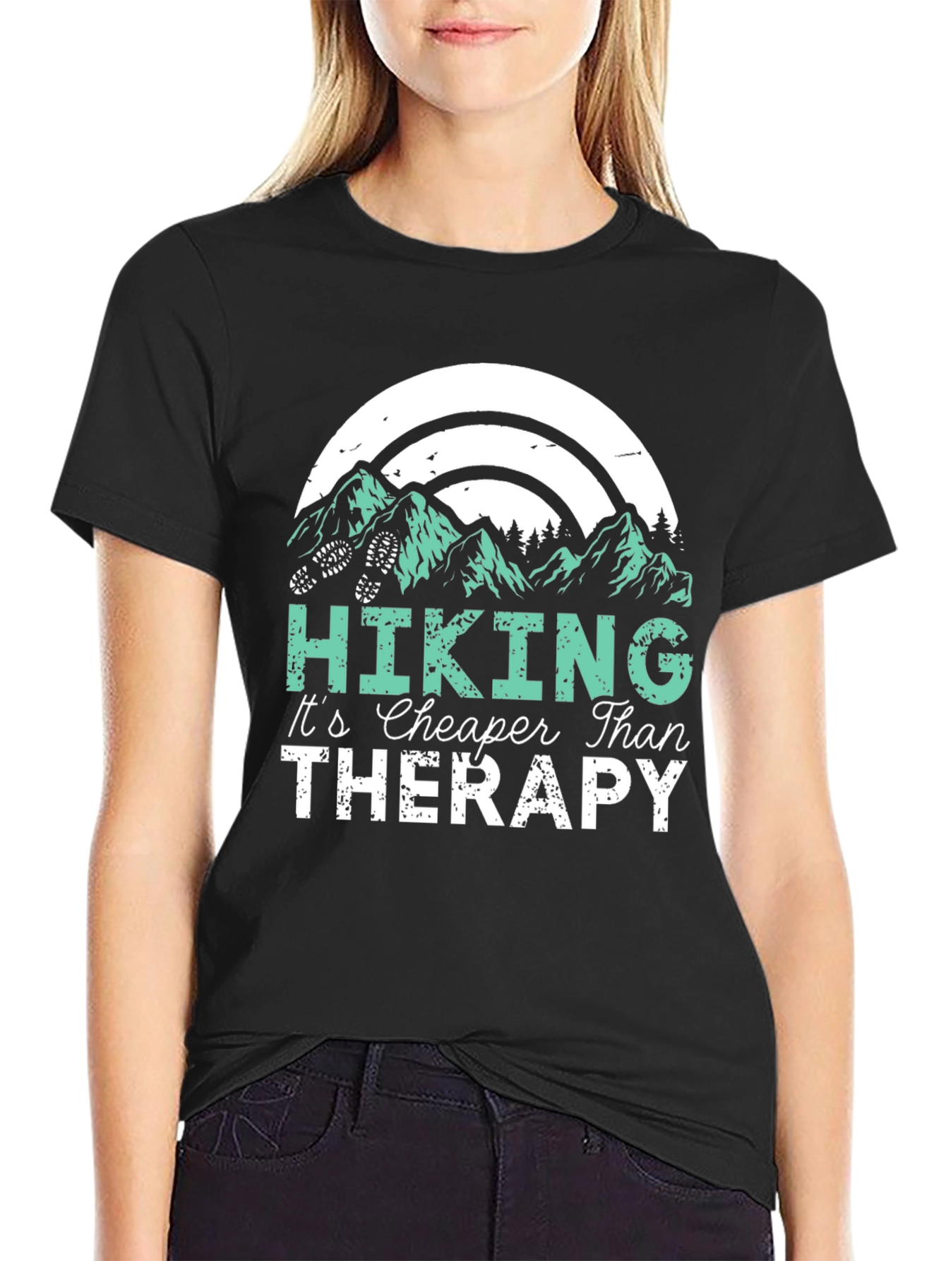 Hiking Cheaper Than Therapy Graphic T-Shirt