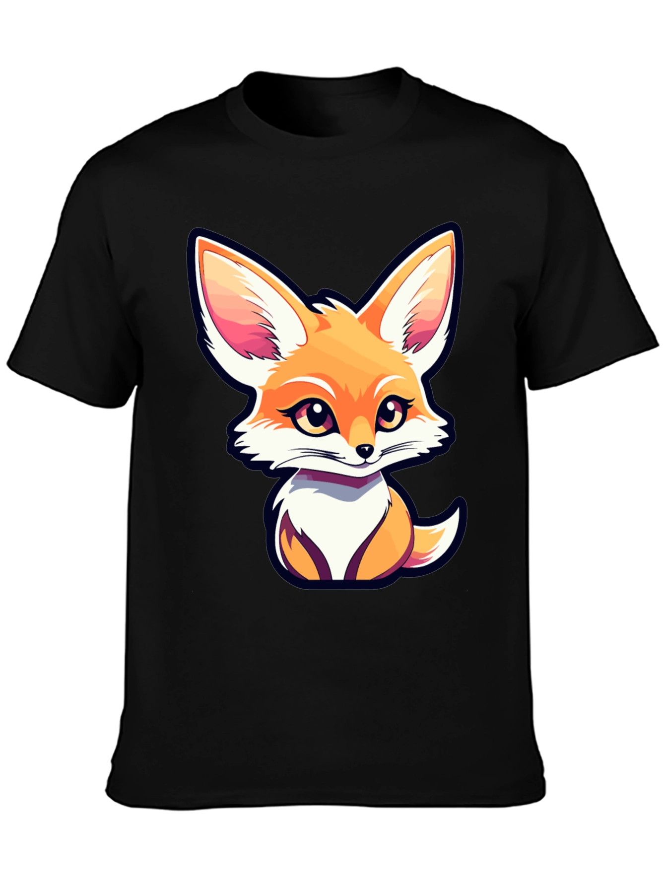 Cute Fox Graphic Tee - Unisex Black T-Shirt
