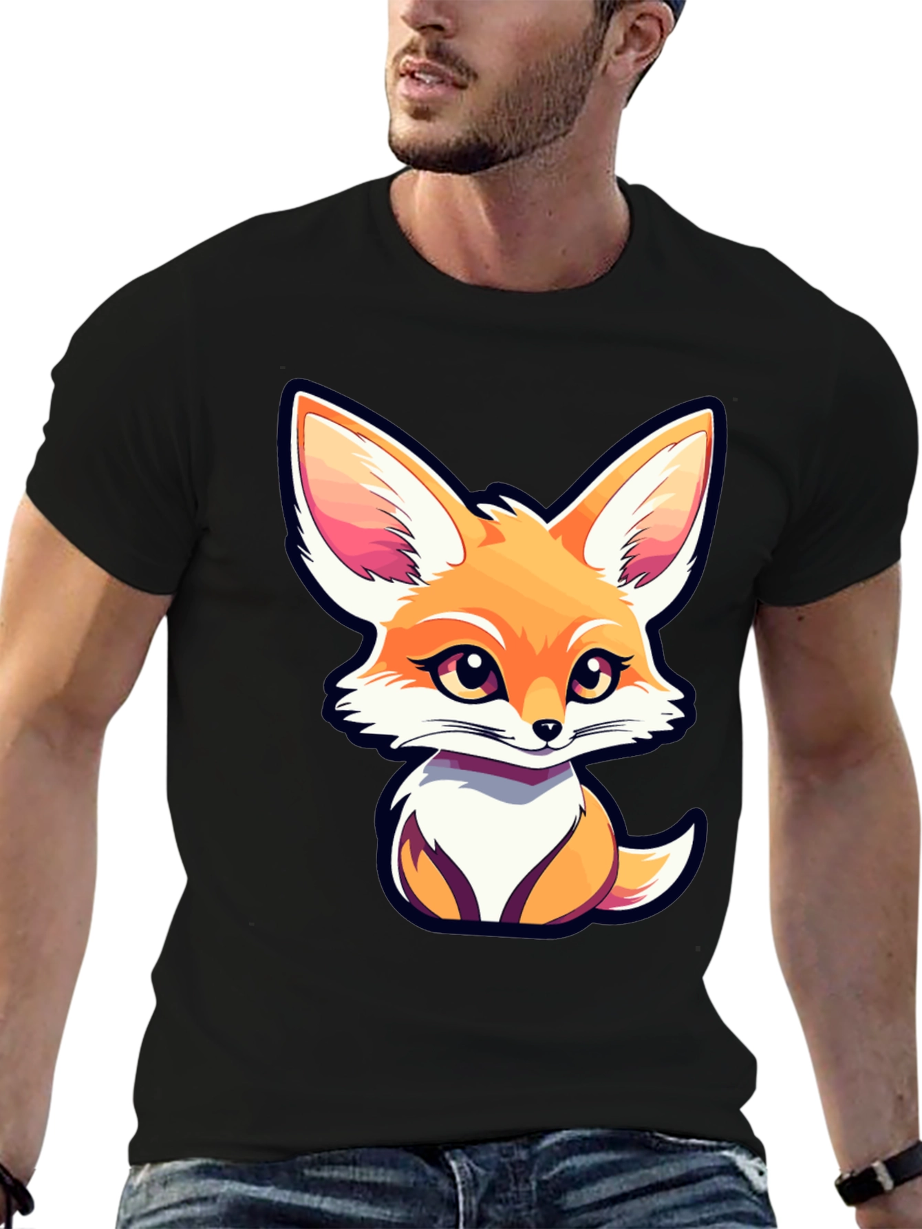 Cute Fox Graphic Tee - Unisex Black T-Shirt