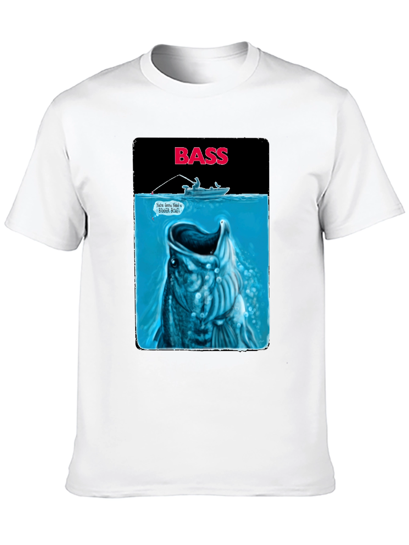 Bass Fishing Graphic T-Shirt - Jaws Parody