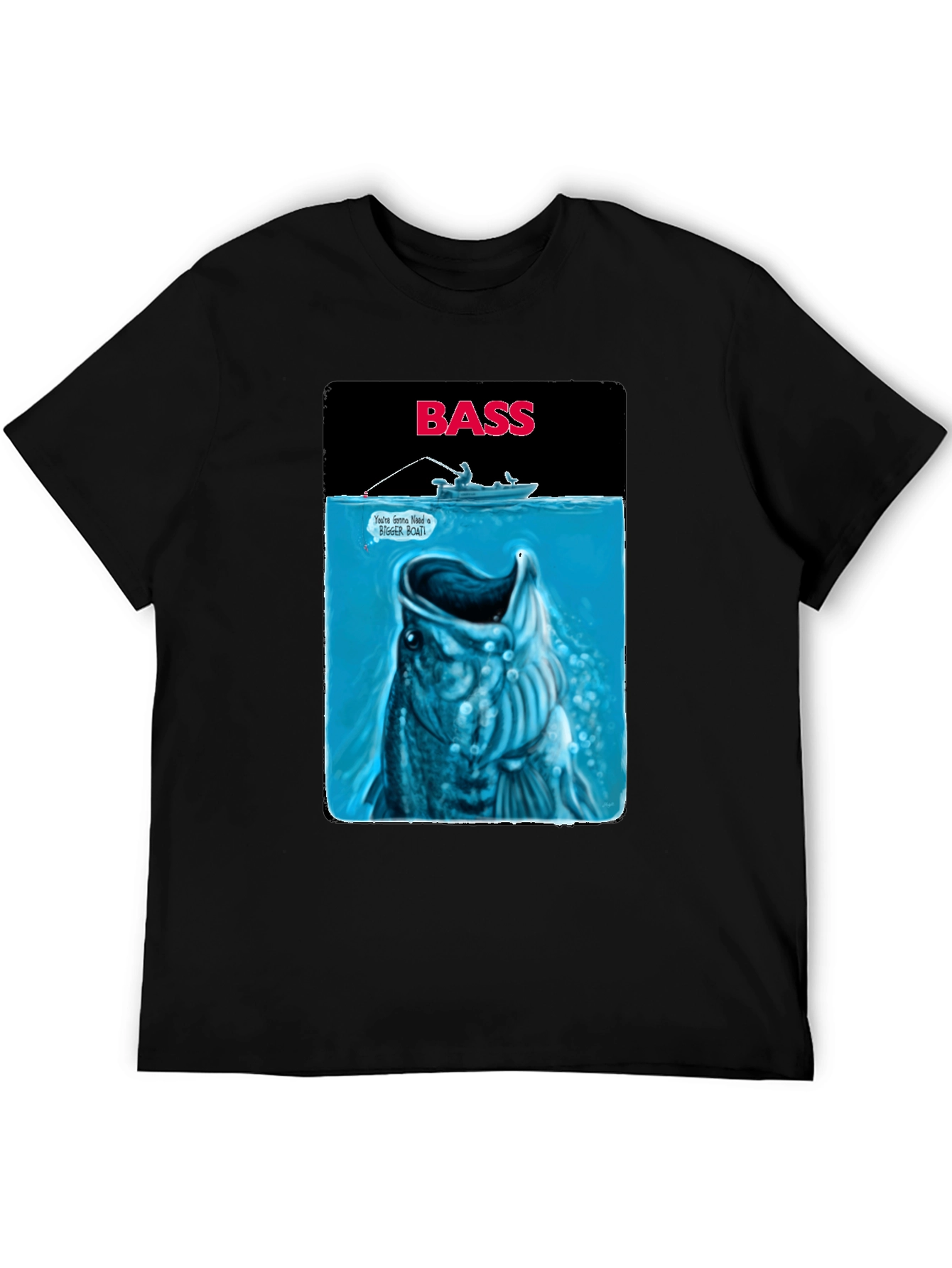 Bass Fishing Graphic T-Shirt - Jaws Parody