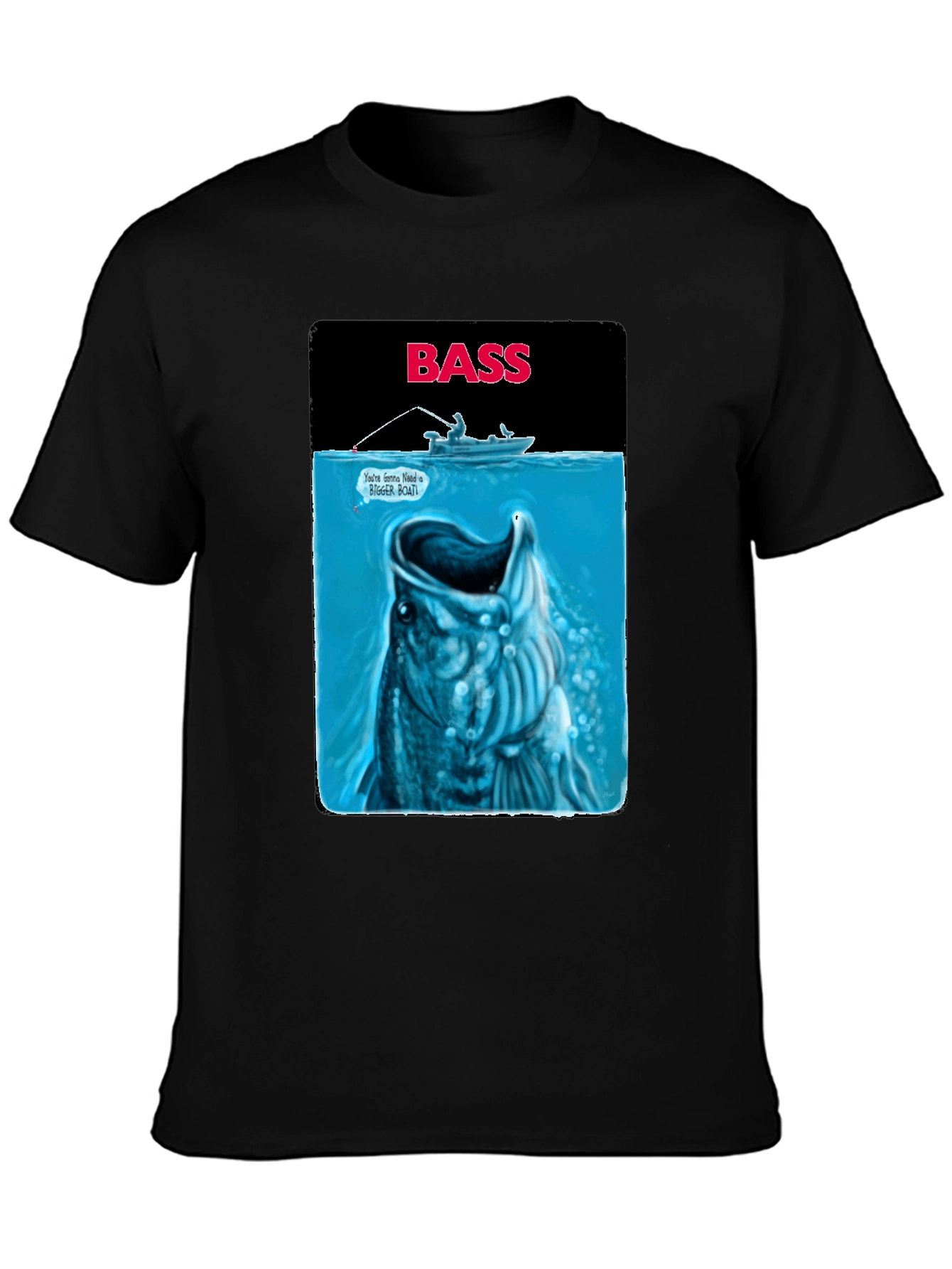 Bass Fishing Graphic T-Shirt - Jaws Parody
