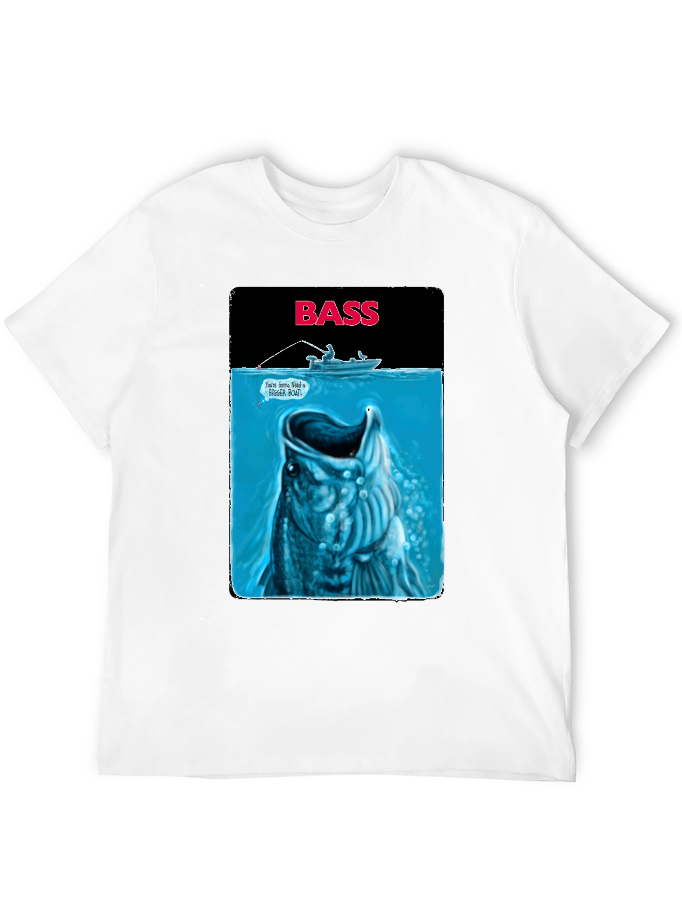 Bass Fishing Graphic T-Shirt - Jaws Parody