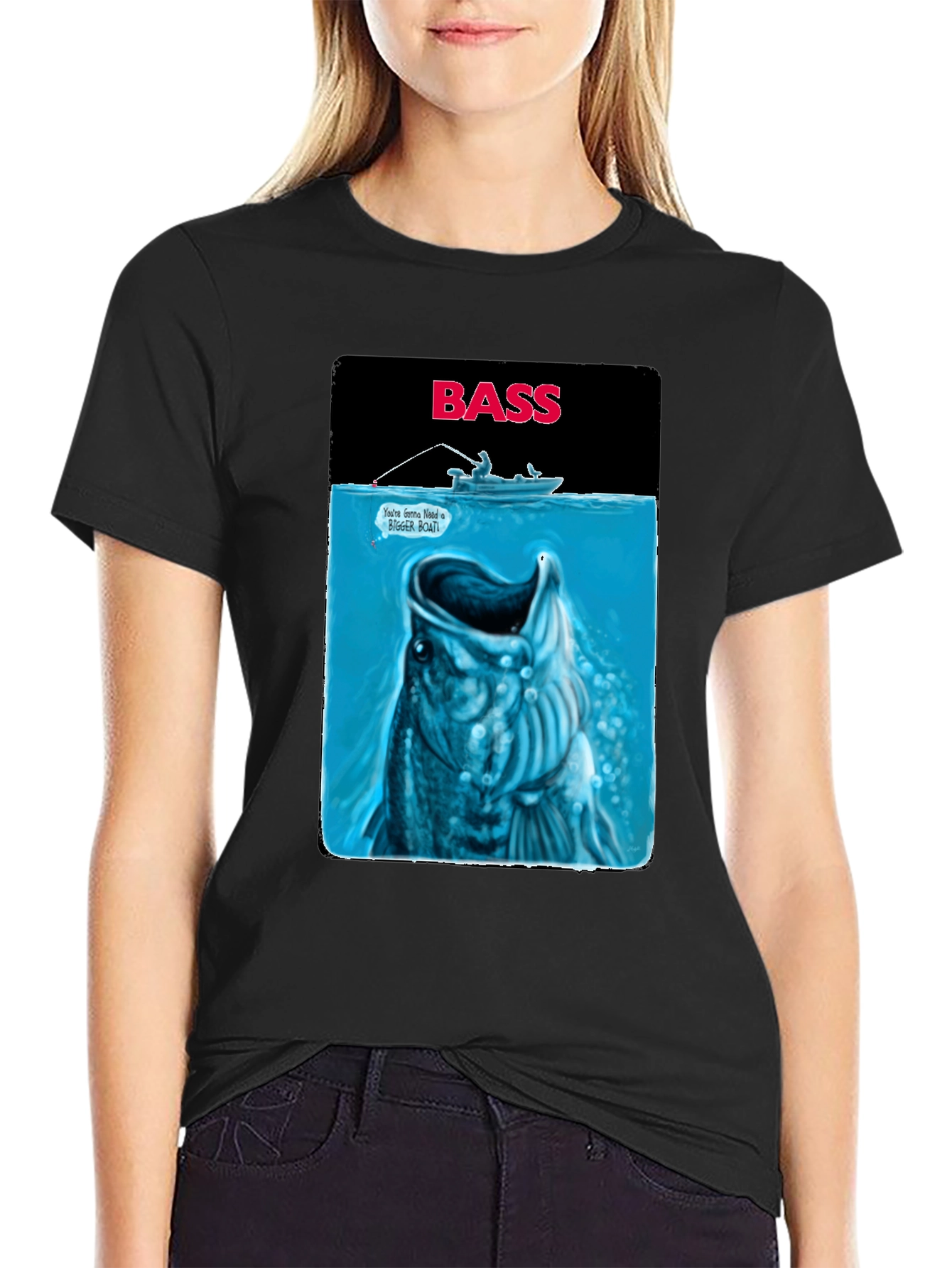 Bass Fishing Graphic T-Shirt - Jaws Parody