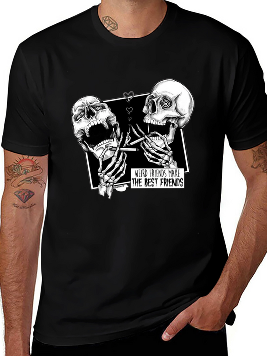 Skull Friends Graphic Tee - Weird Friends Make the Best Friends