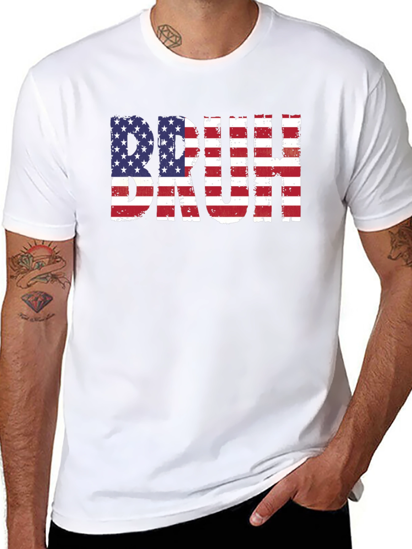 Bruh American Flag Graphic T-Shirt