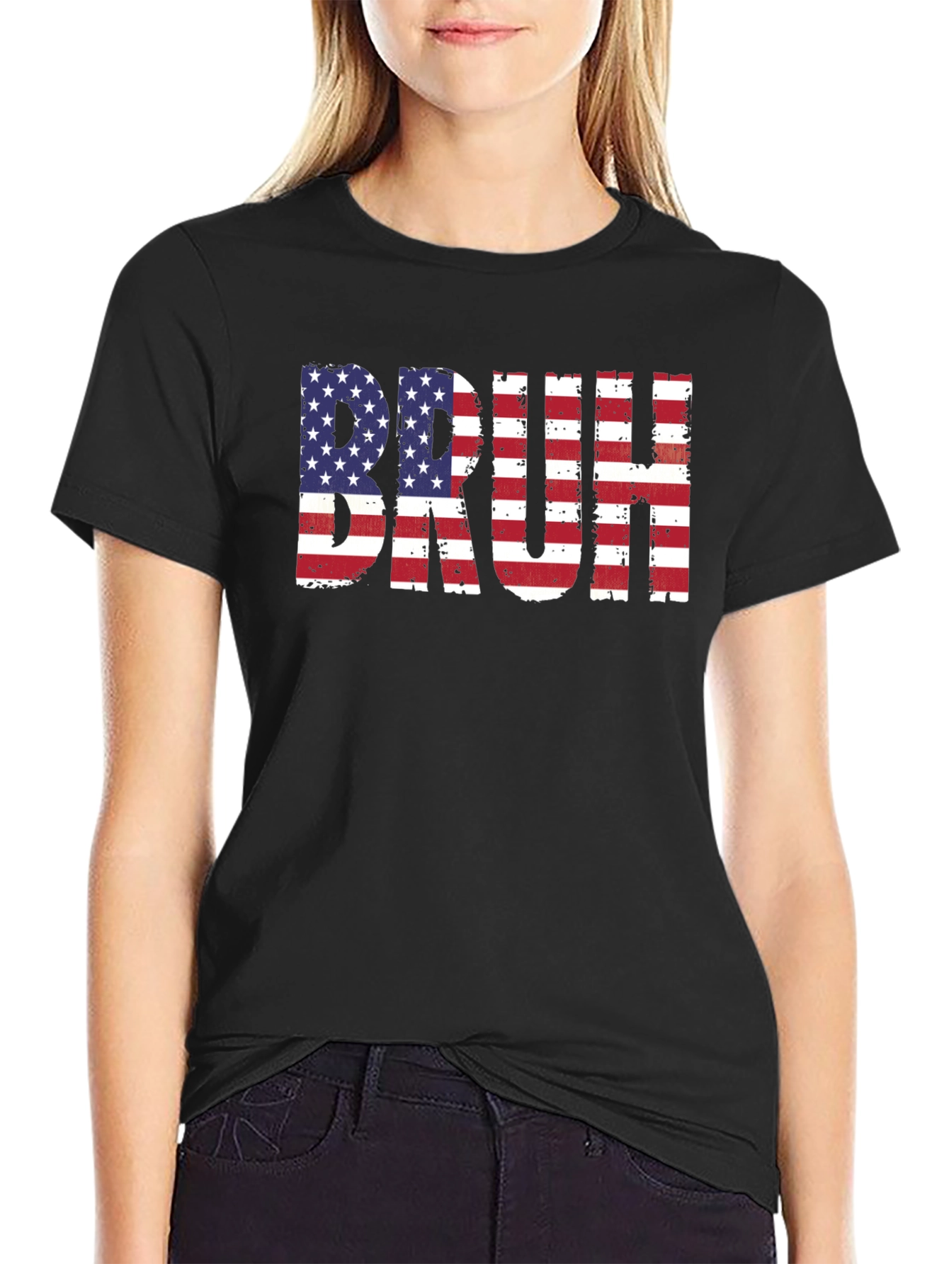 Bruh American Flag Graphic T-Shirt