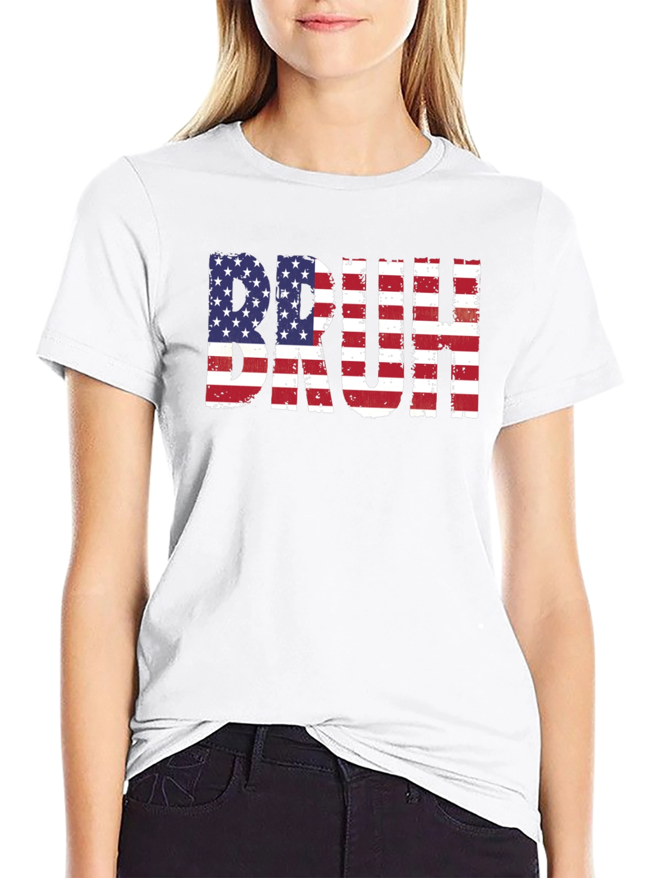 Bruh American Flag Graphic T-Shirt