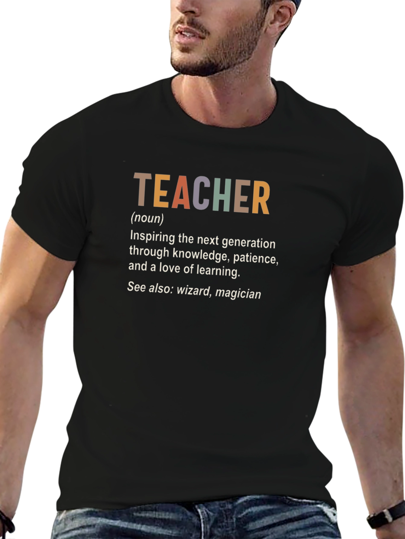 Teacher Definition Black Graphic T-Shirt