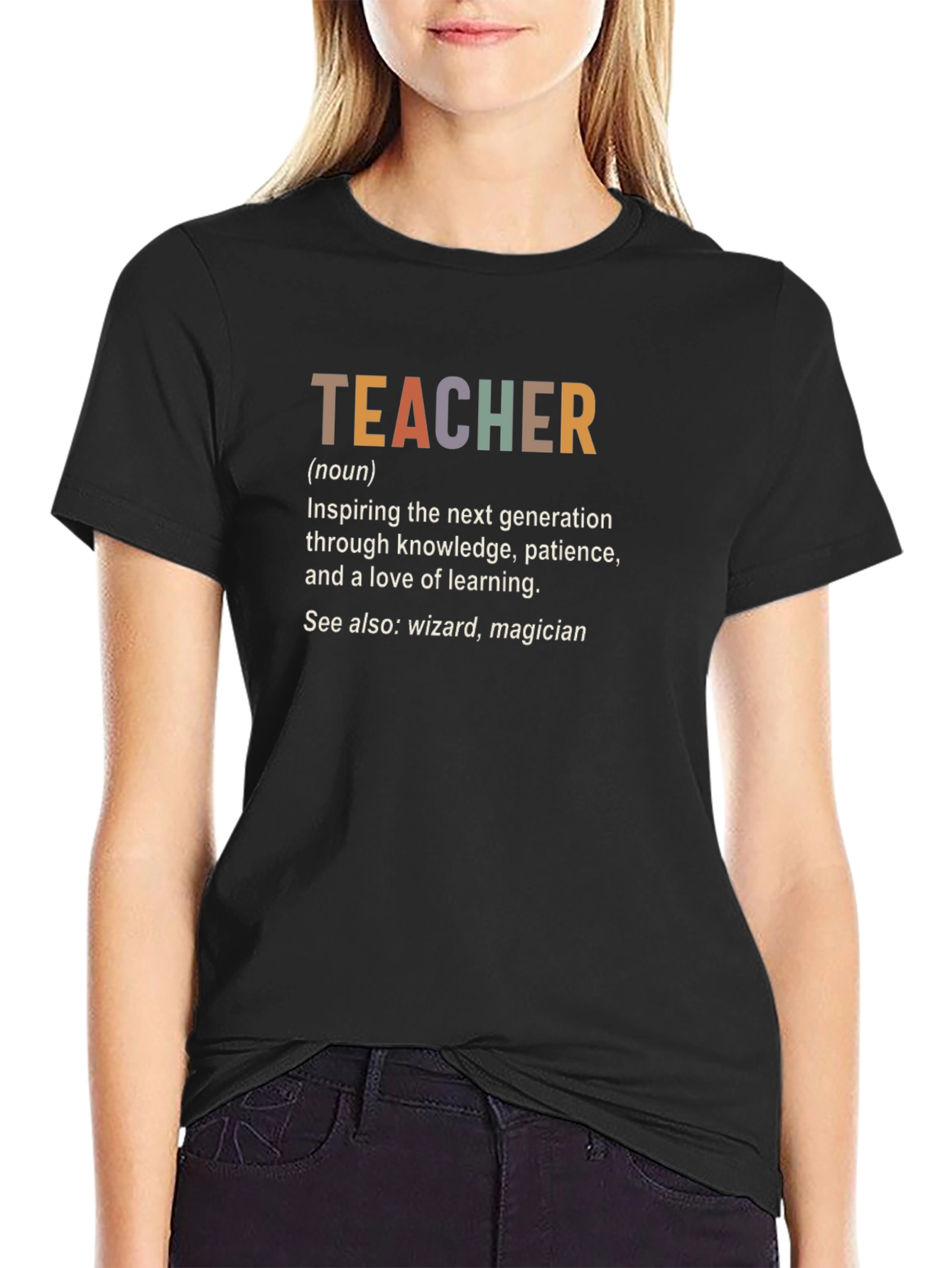 Teacher Definition Black Graphic T-Shirt