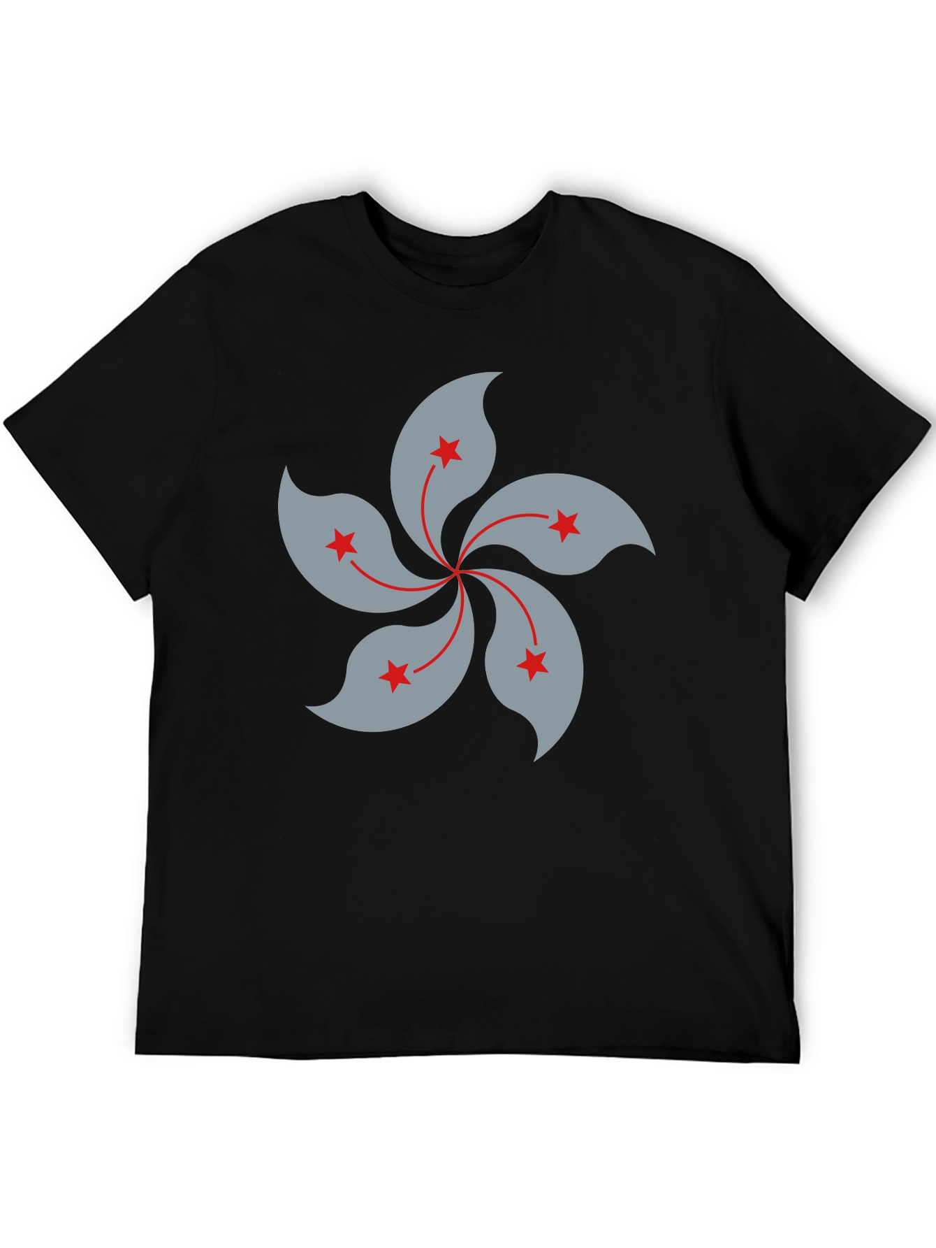 Hong Kong Flower Graphic Black T-Shirt