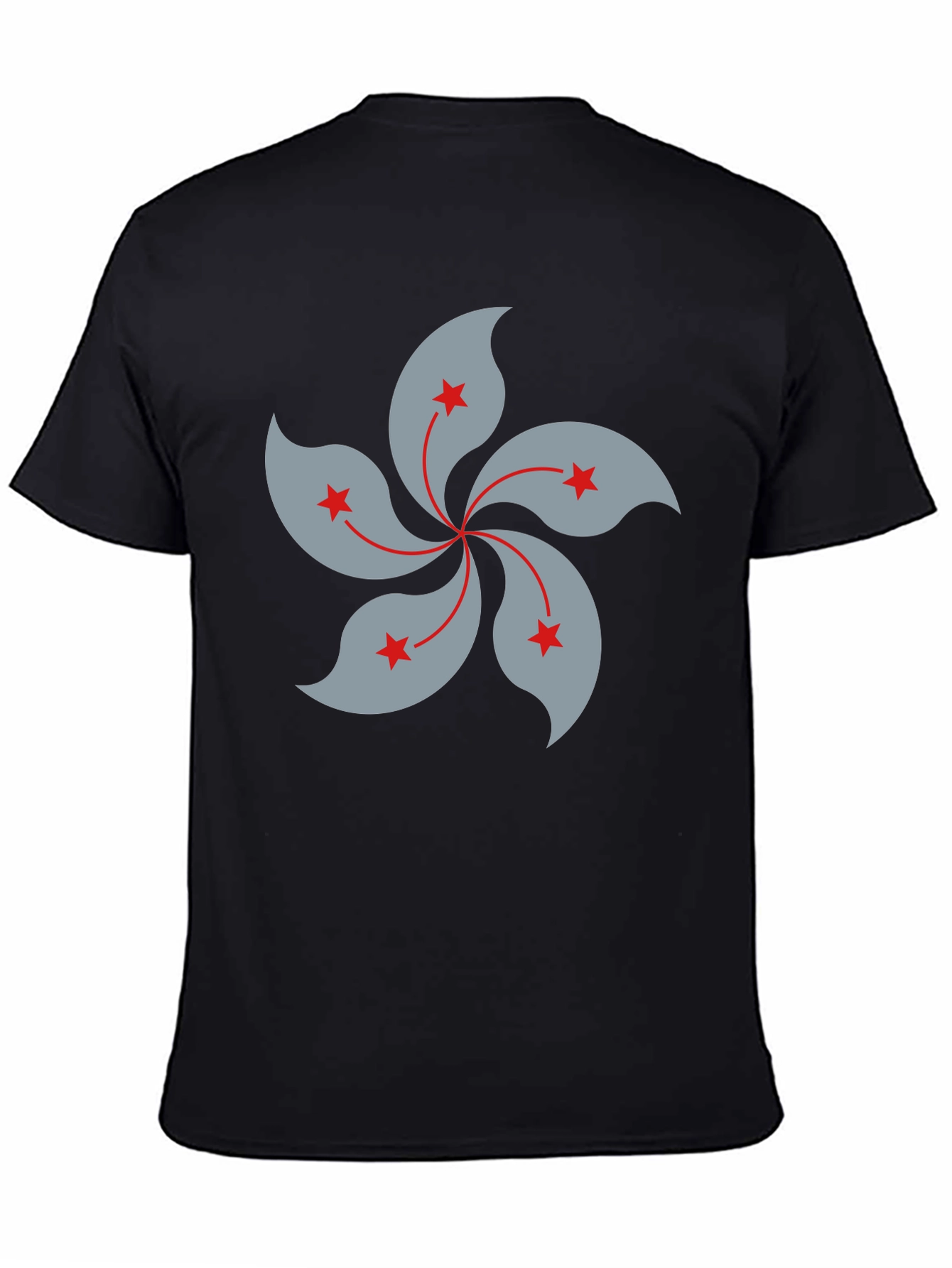 Hong Kong Flower Graphic Black T-Shirt
