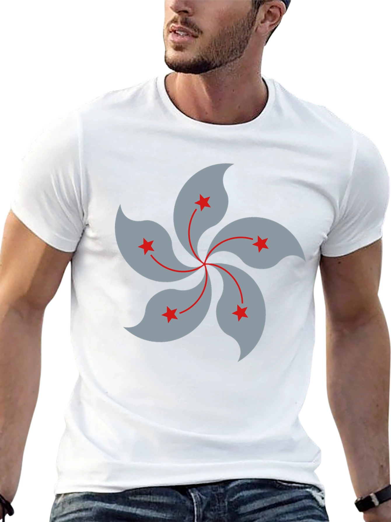 Hong Kong Flower Graphic Black T-Shirt