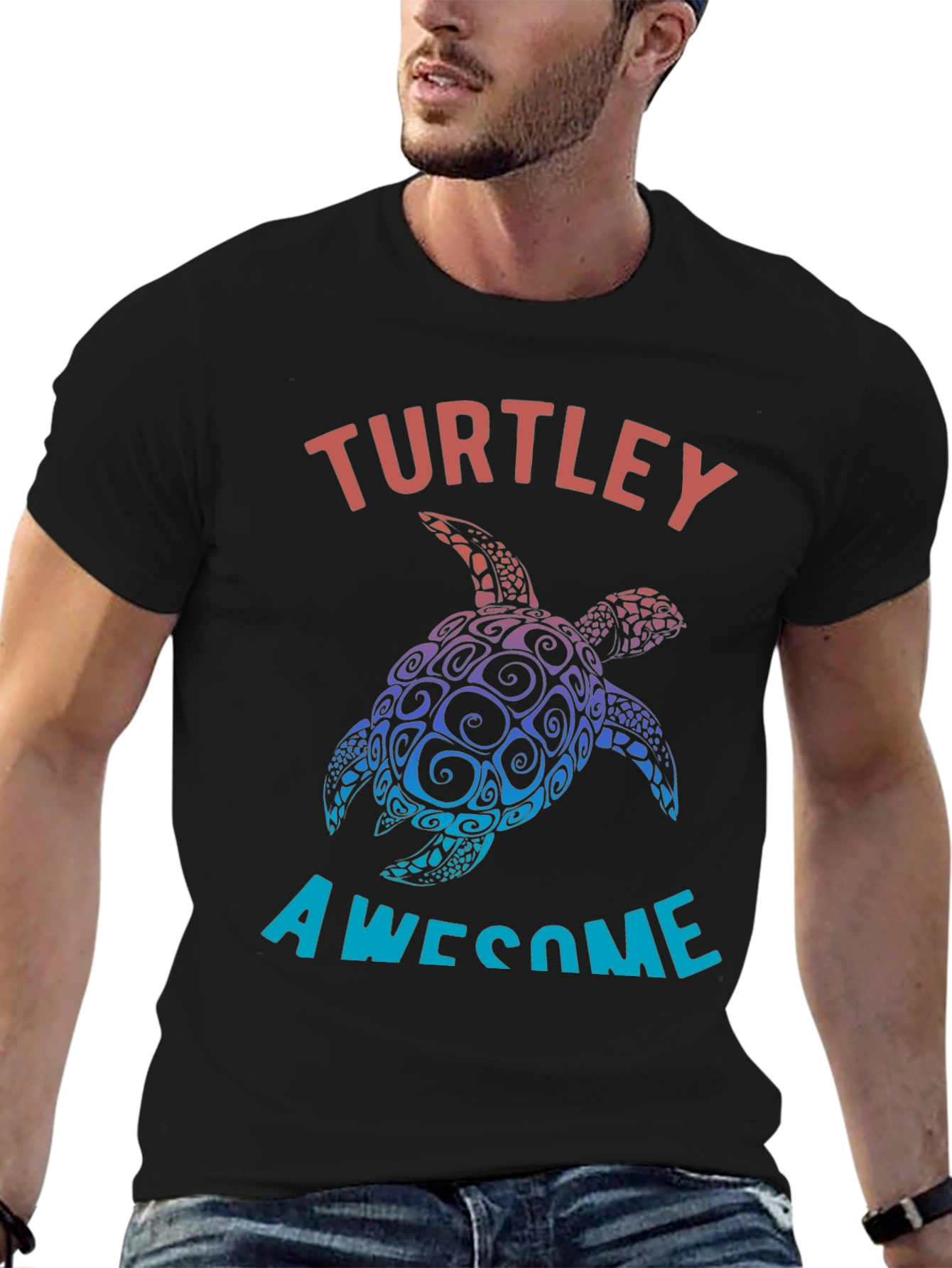 Turtley Awesome Black Graphic Tee