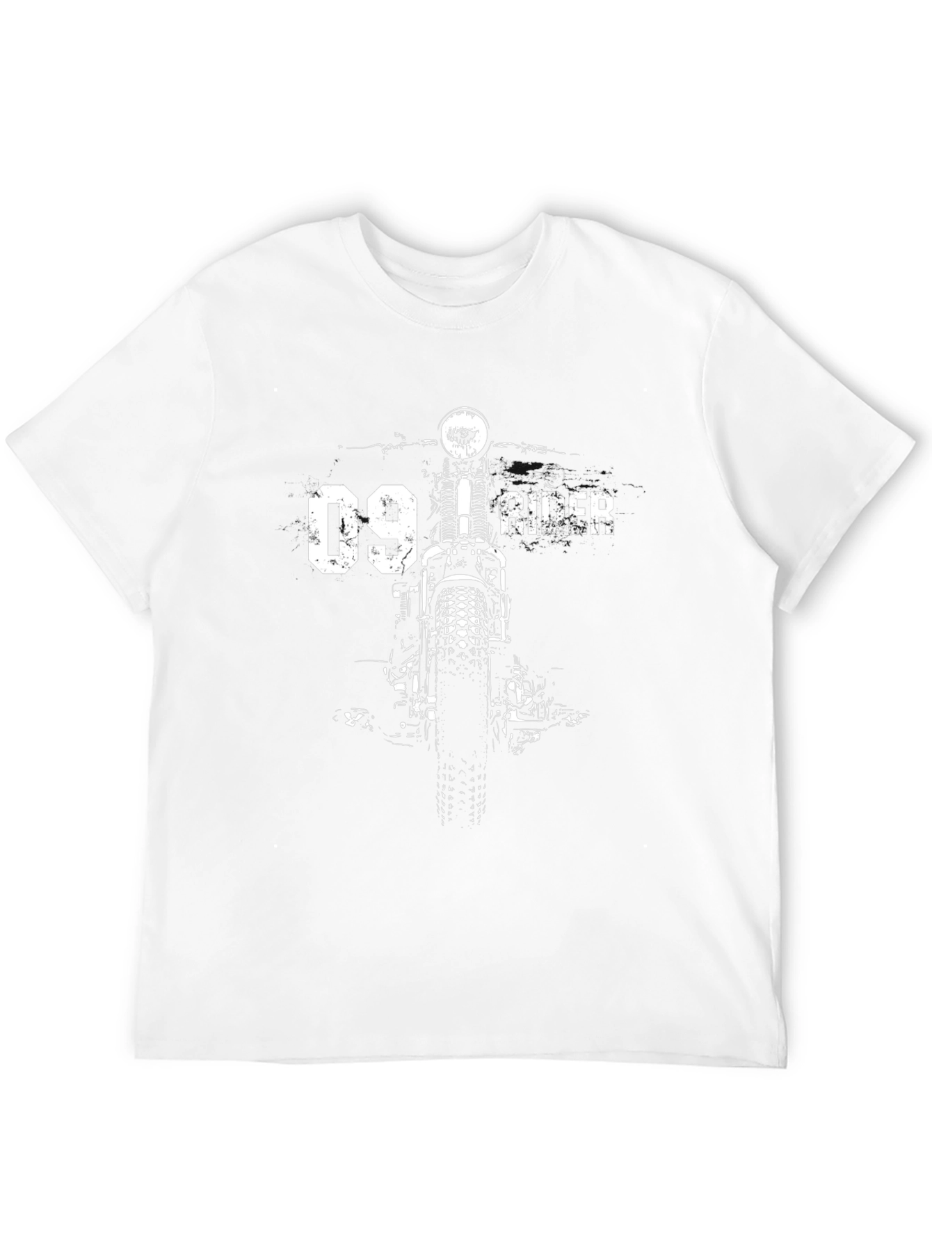Motorcycle Rider Graphic Tee - Black Cotton