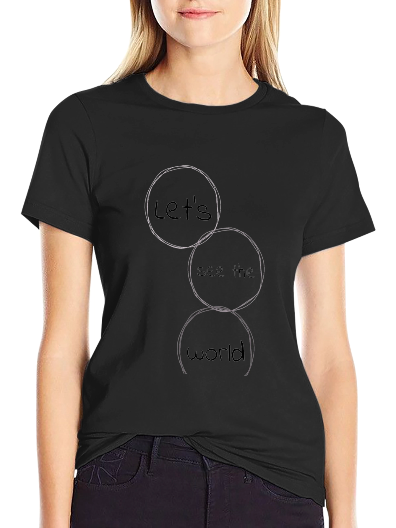 Lets See the World Graphic Tee - Black