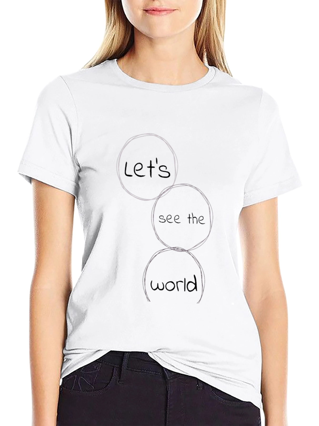 Lets See the World Graphic Tee - Black