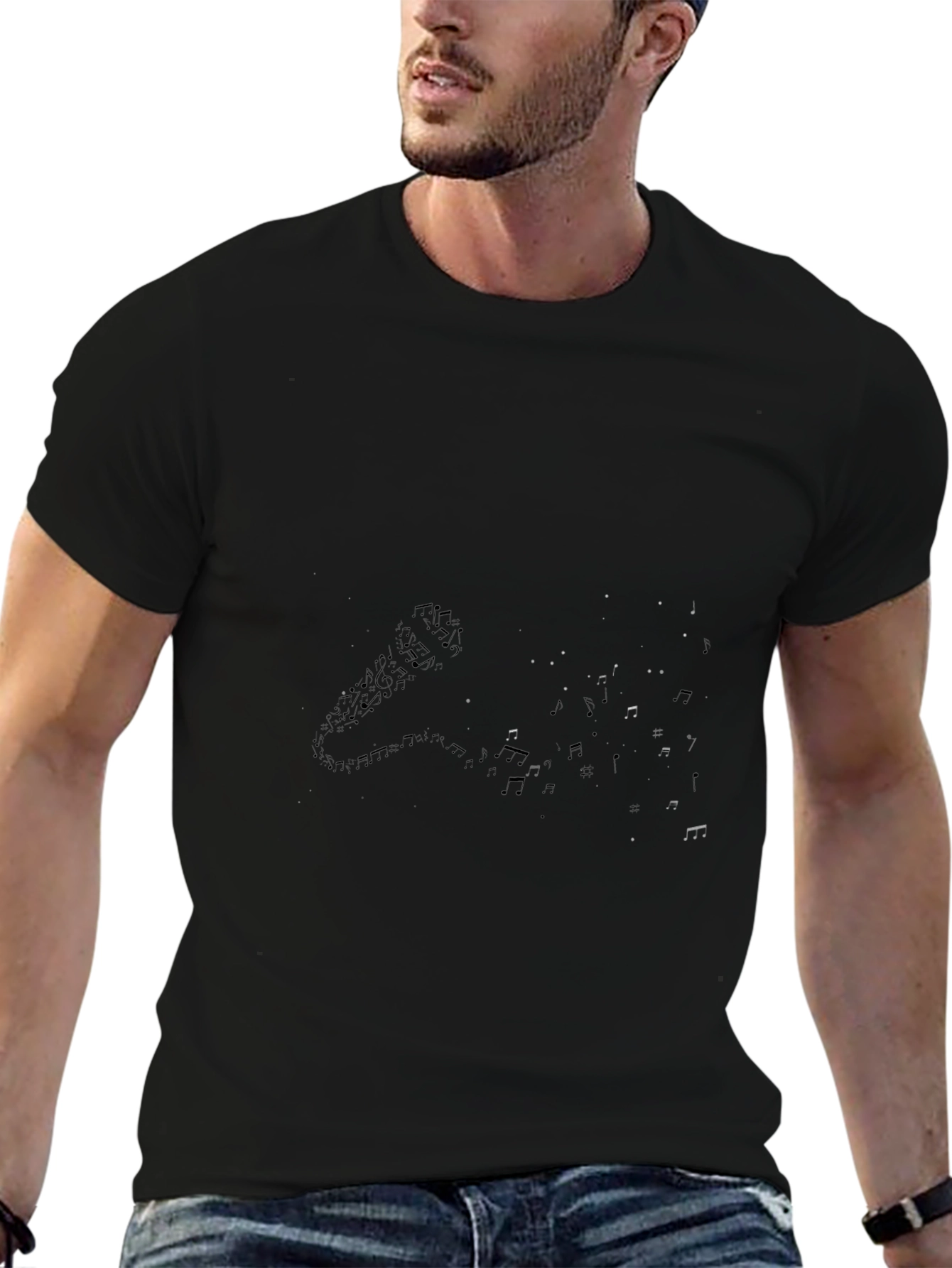 Microphone & Notes Black Graphic Tee