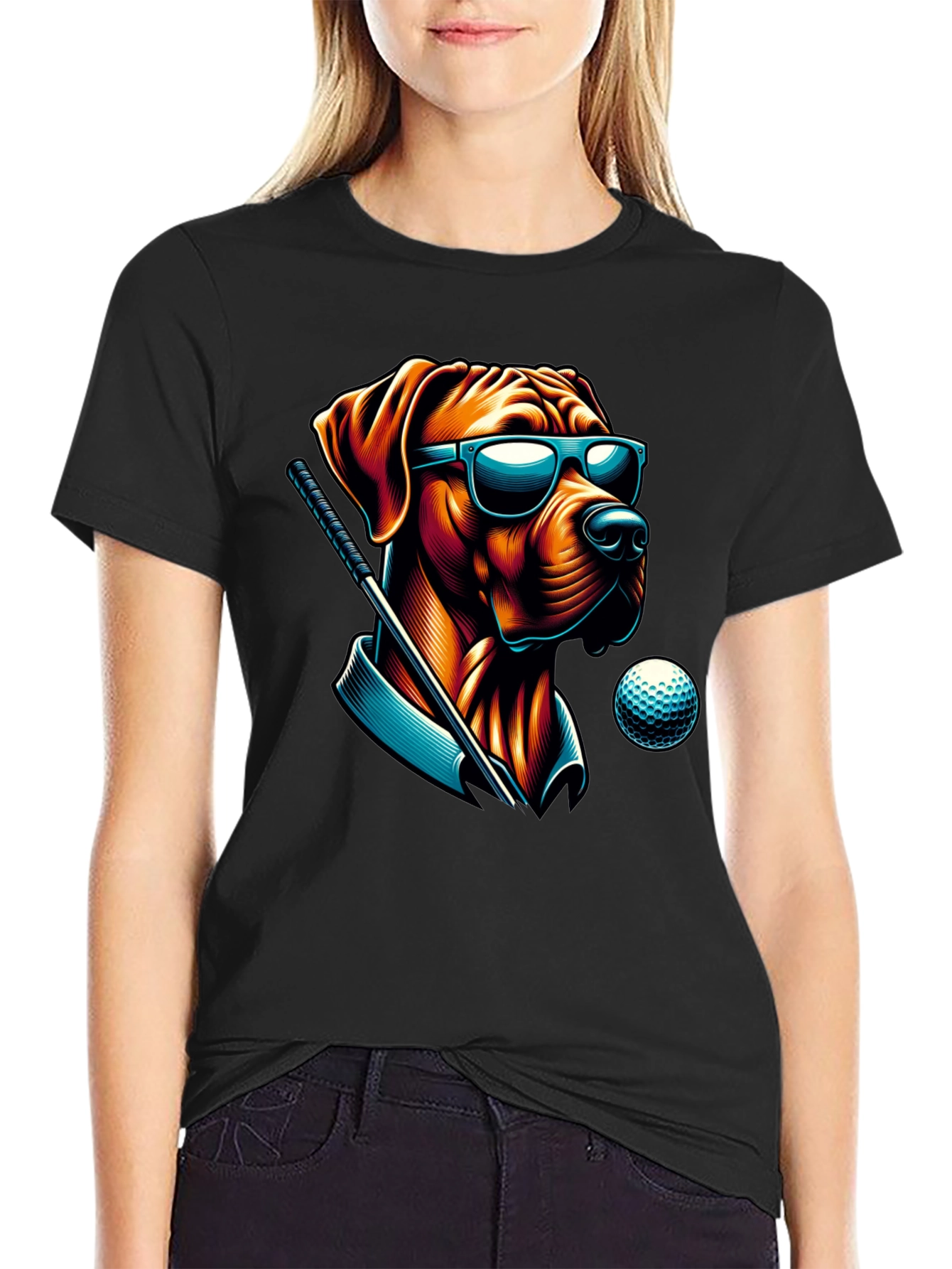 Golf Dog Sunglasses T-Shirt – Funny Dog Lover Graphic Tee Gift