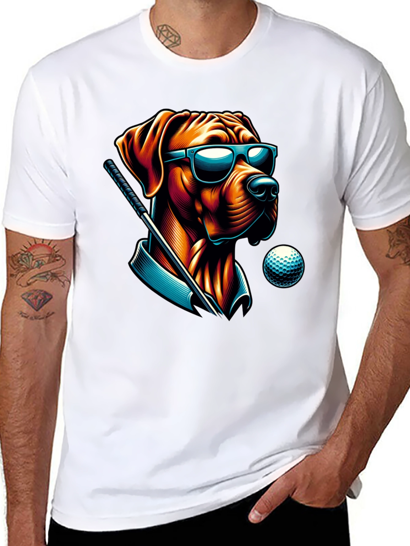 Golf Dog Sunglasses T-Shirt – Funny Dog Lover Graphic Tee Gift