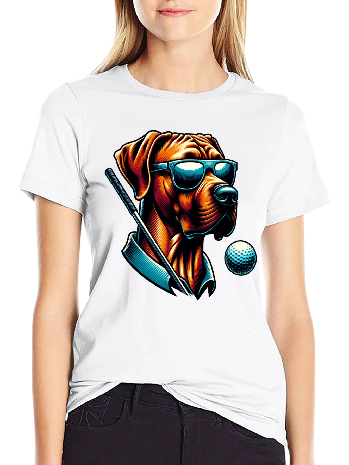 Golf Dog Sunglasses T-Shirt – Funny Dog Lover Graphic Tee Gift