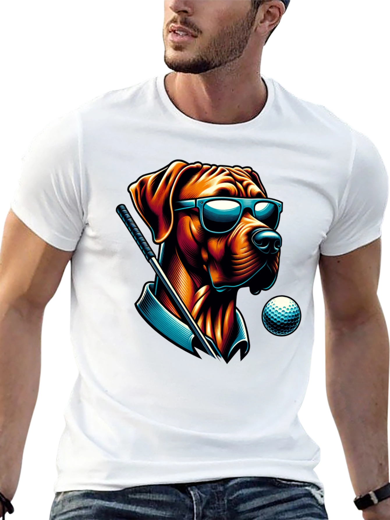 Golf Dog Sunglasses T-Shirt – Funny Dog Lover Graphic Tee Gift