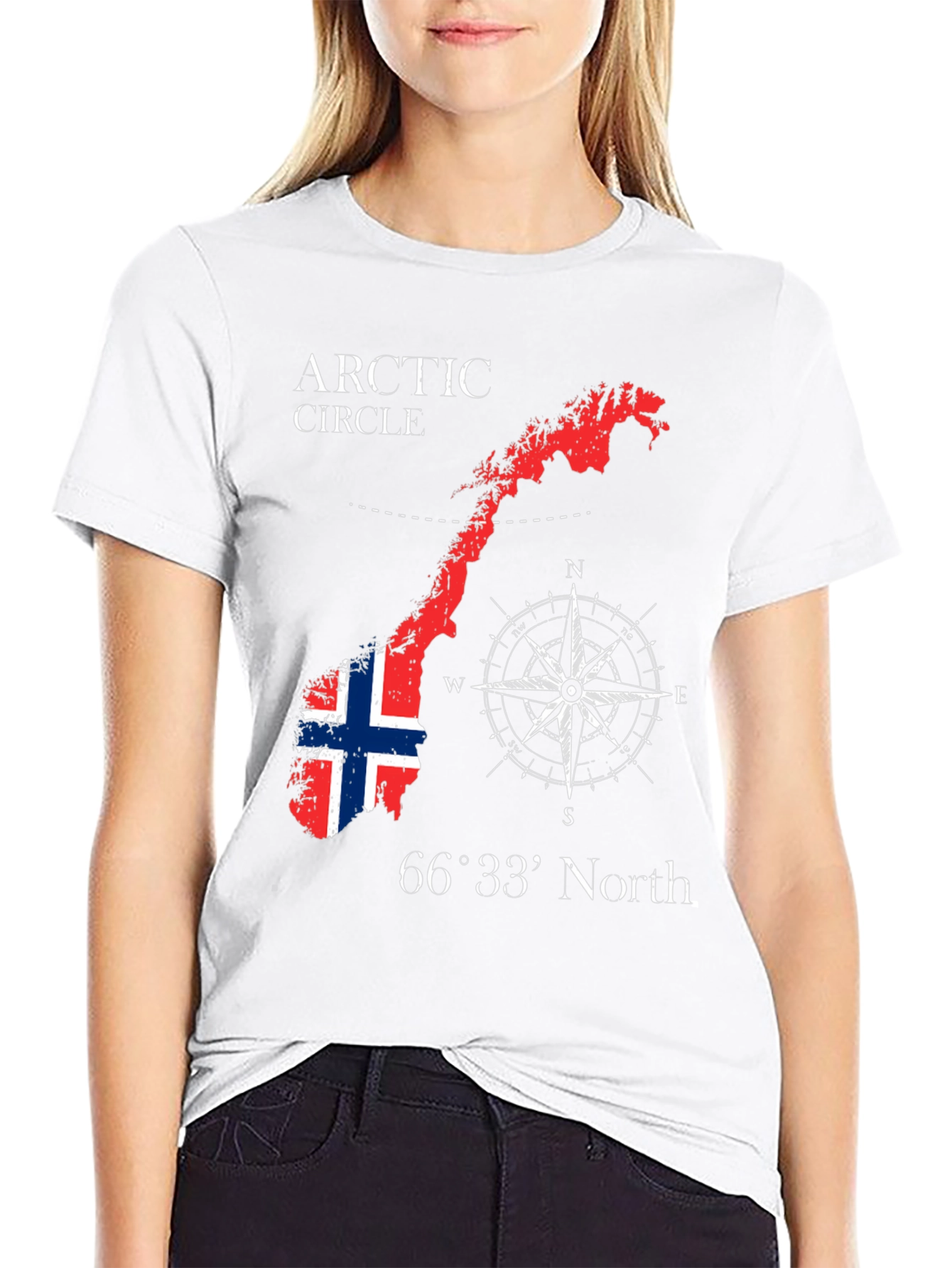 Norway Map Compass Black T-Shirt