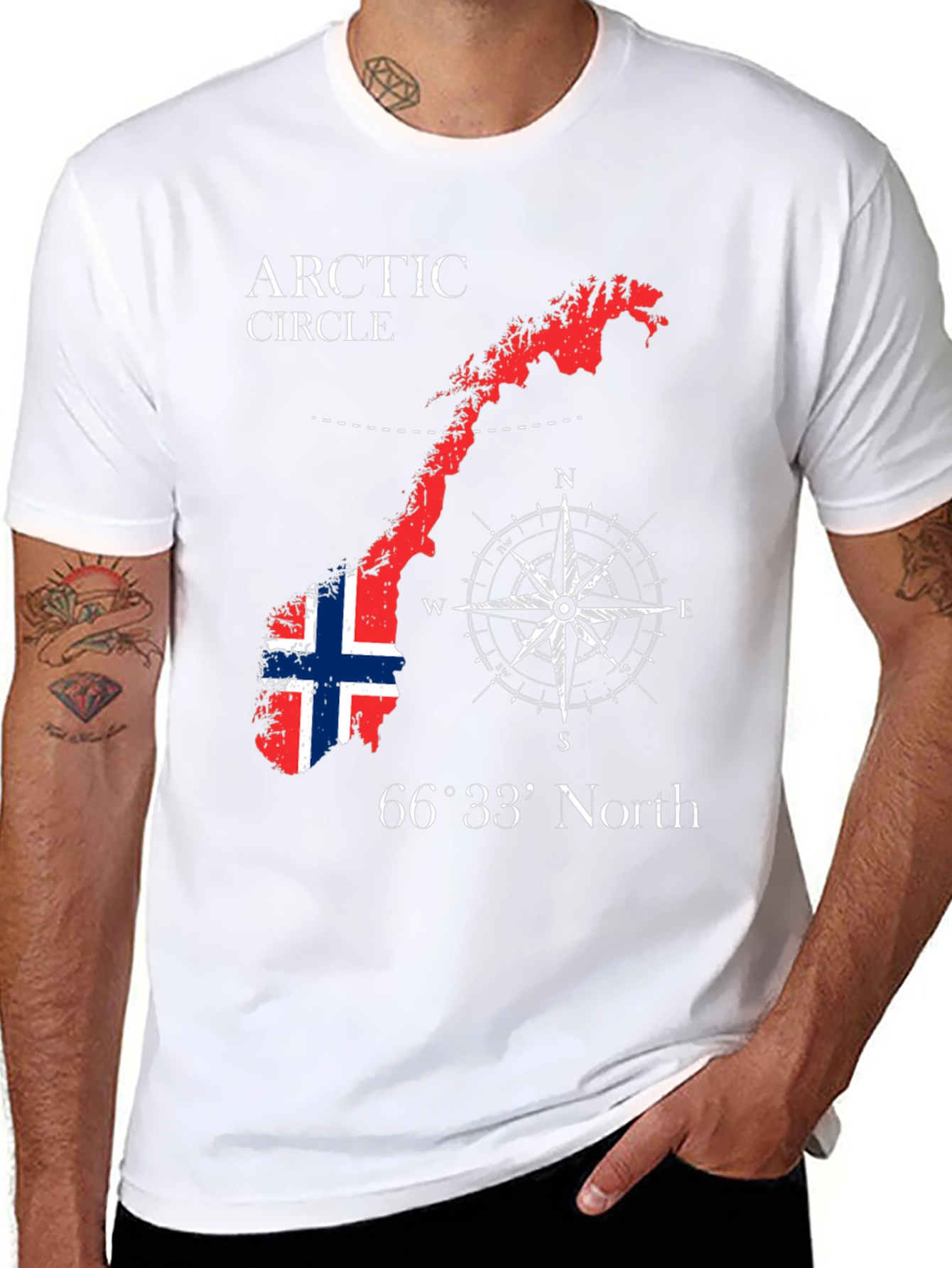 Norway Map Compass Black T-Shirt
