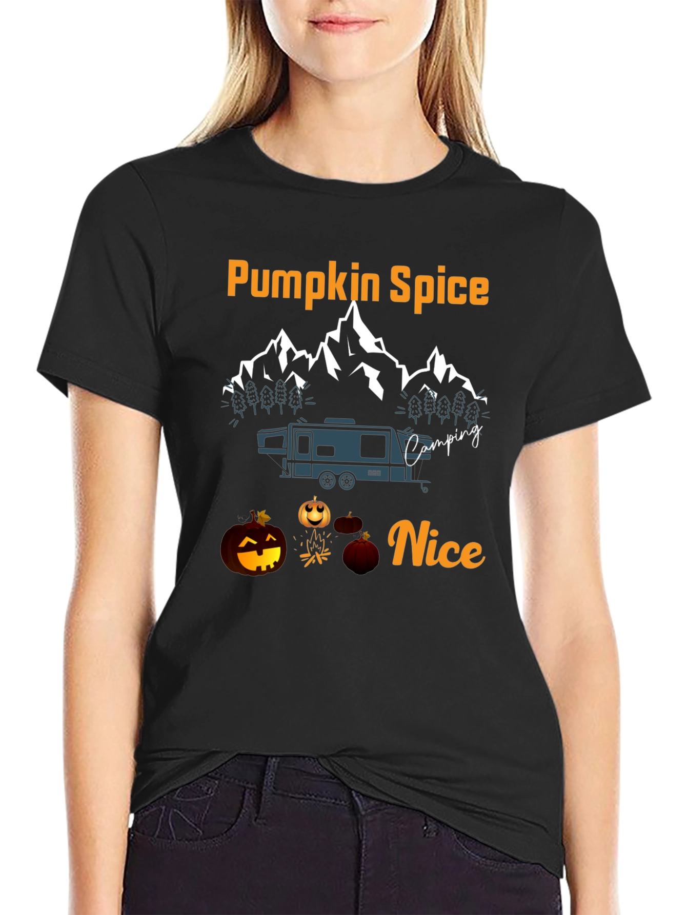 Pumpkin Spice Camping Nice Graphic T-Shirt