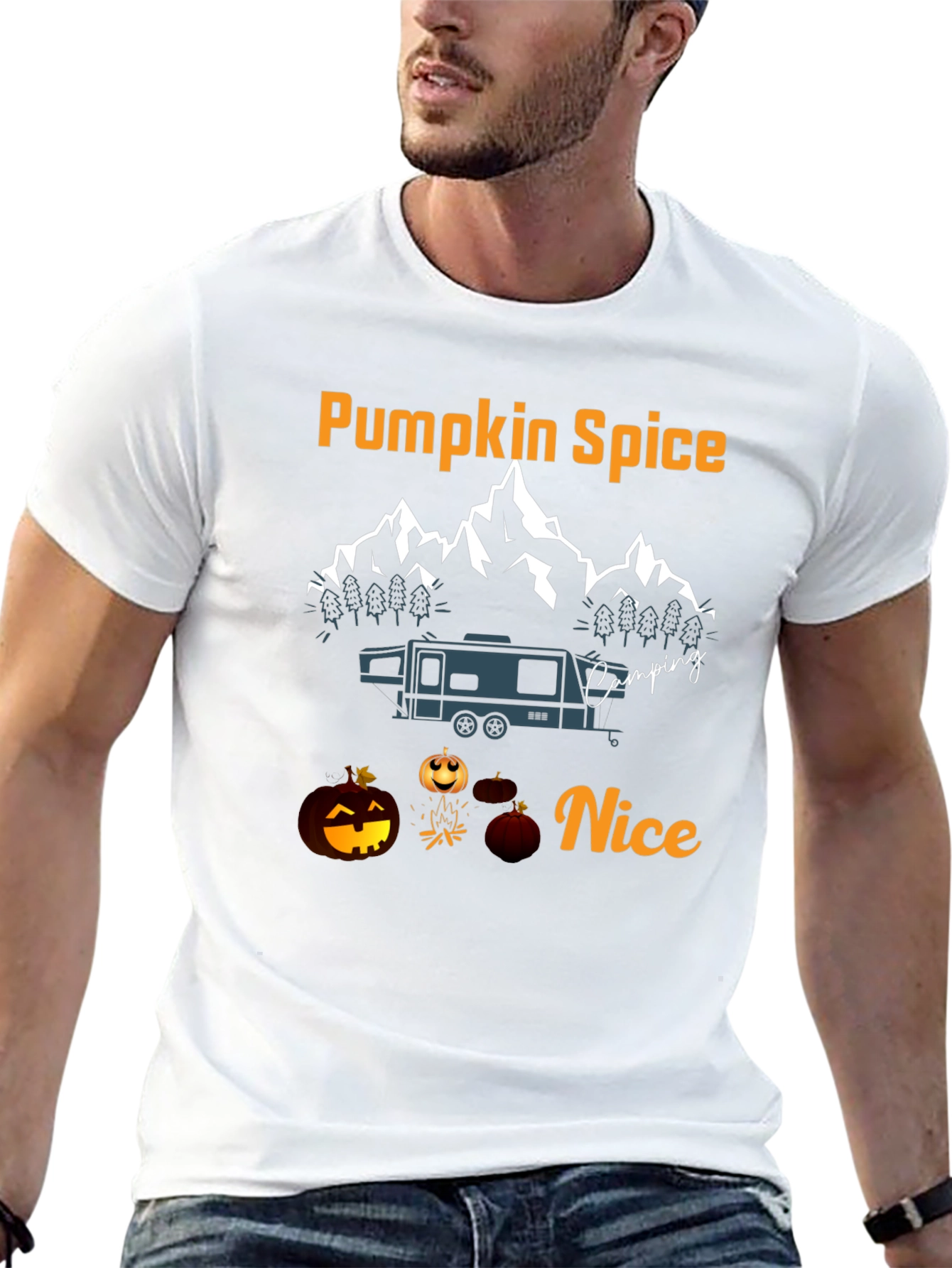 Pumpkin Spice Camping Nice Graphic T-Shirt