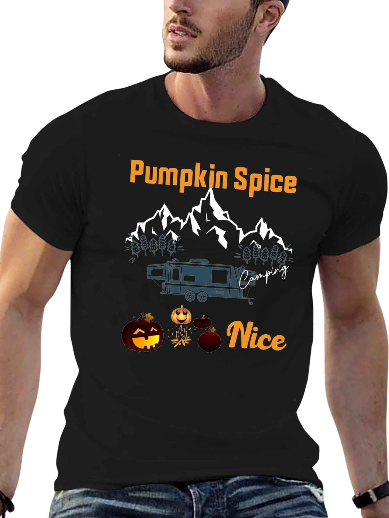 Pumpkin Spice Camping Nice Graphic T-Shirt