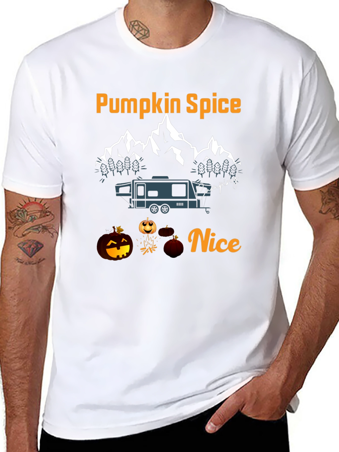 Pumpkin Spice Camping Nice Graphic T-Shirt