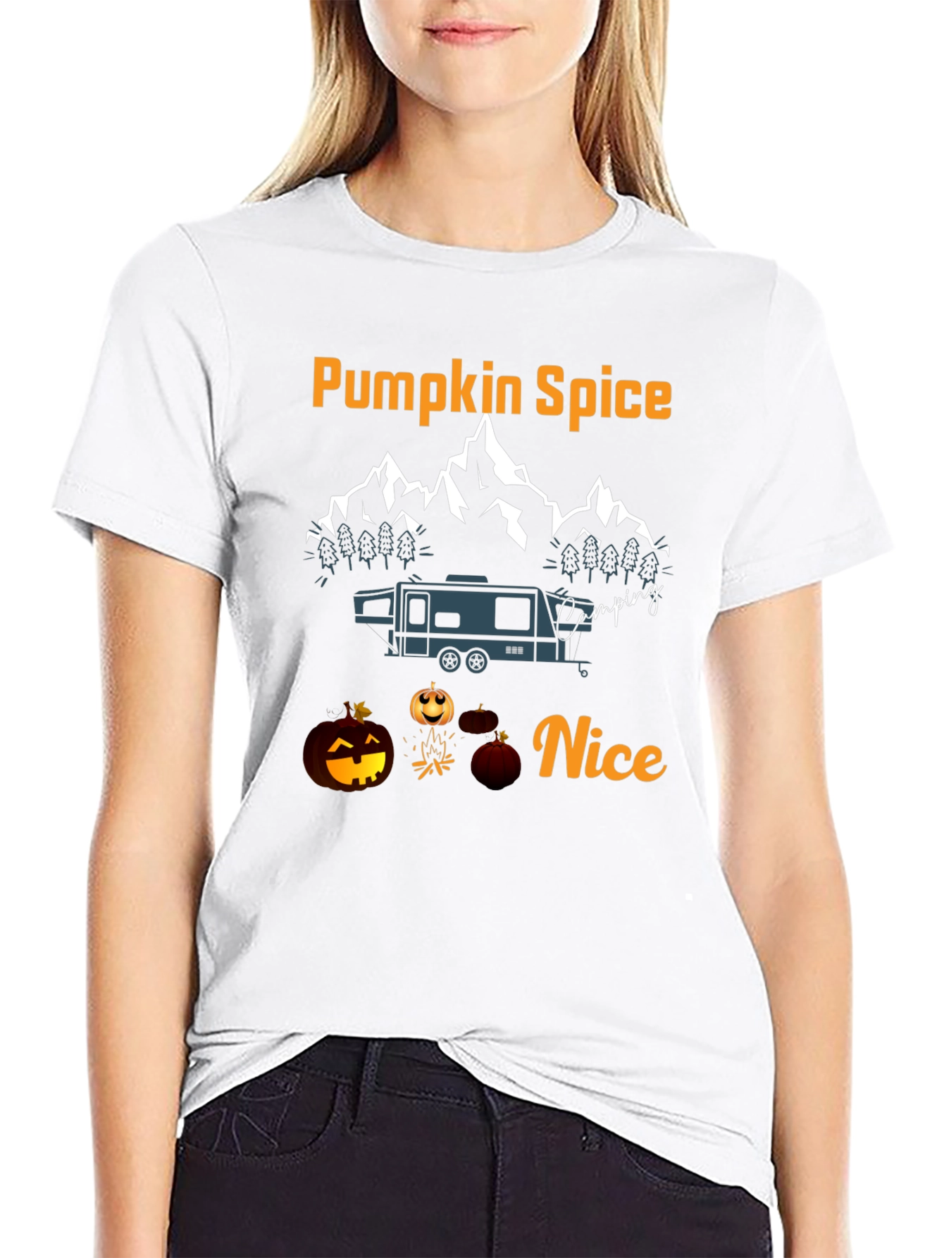 Pumpkin Spice Camping Nice Graphic T-Shirt
