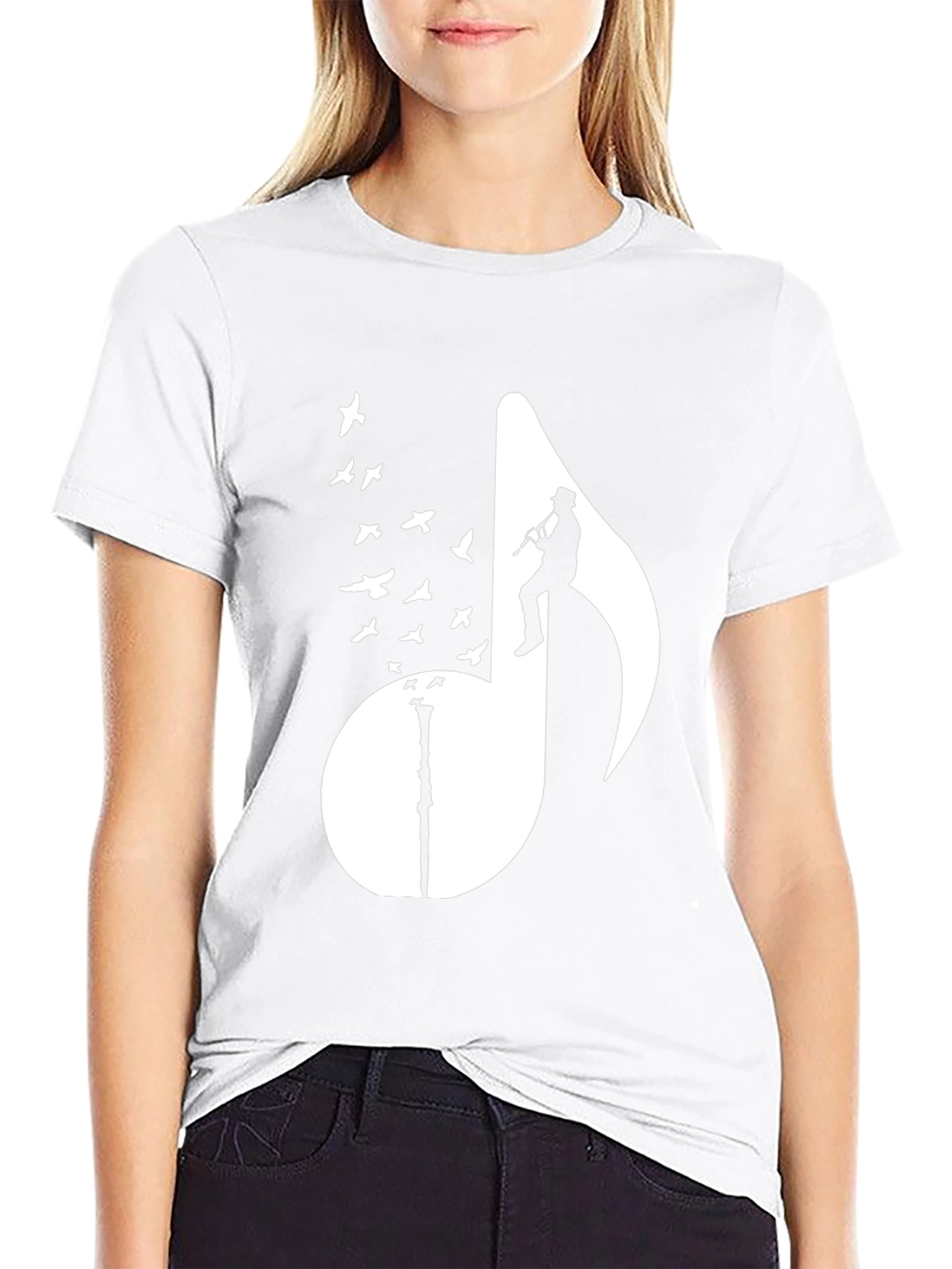 Musical Note Bird T-Shirt - Stylish Graphic Tee