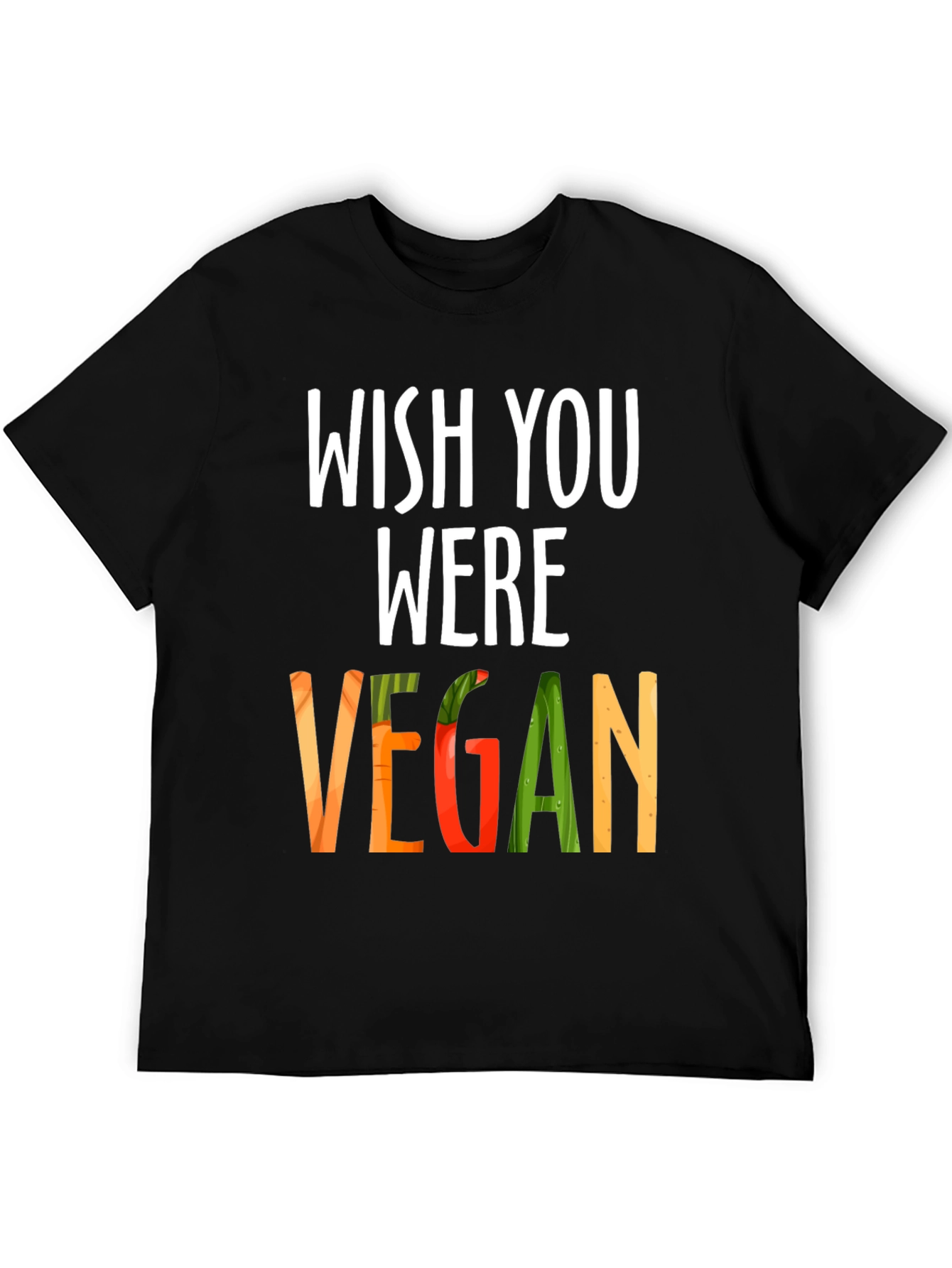 Wish You Were Vegan Graphic Tee - Black
