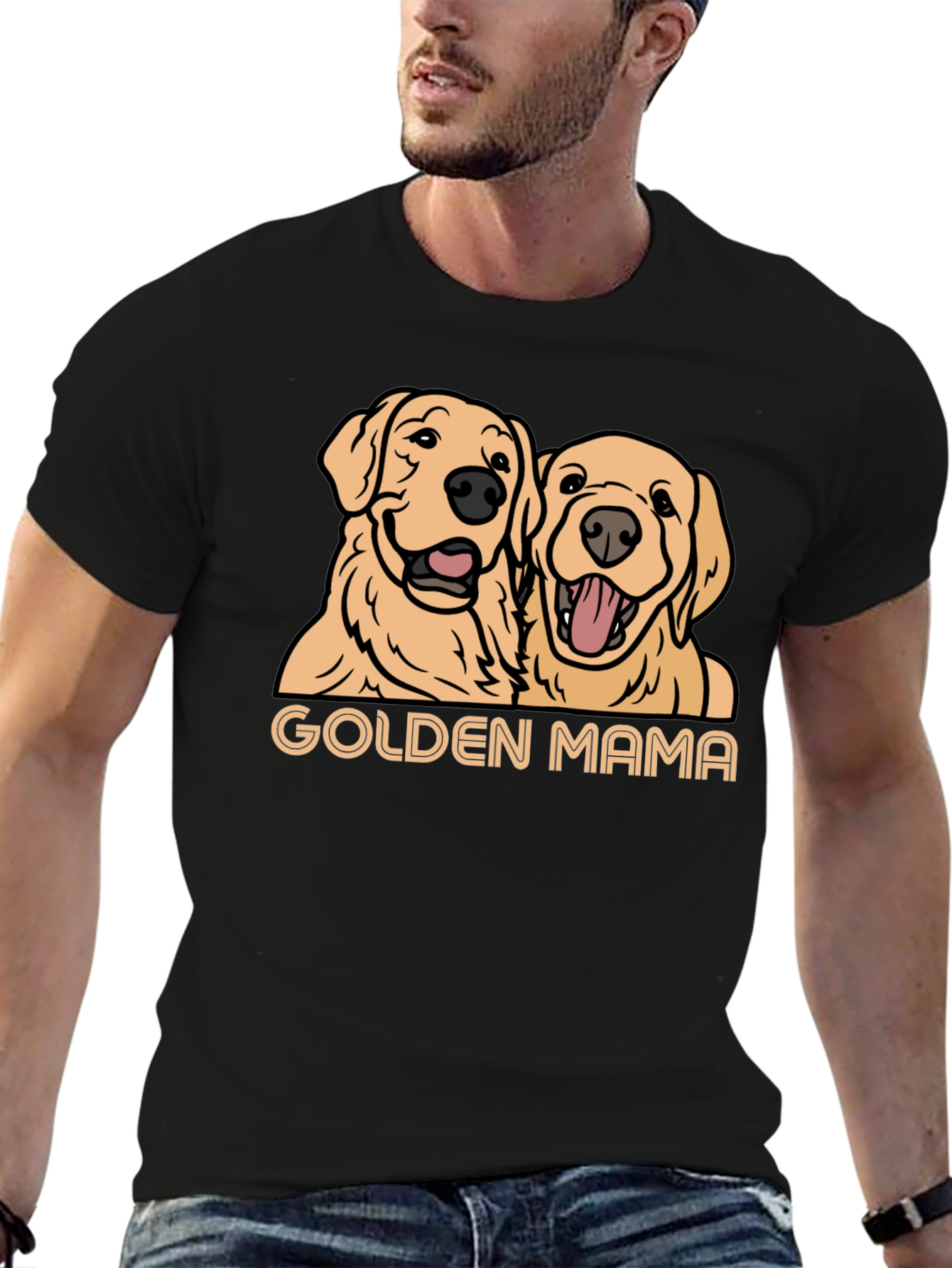 Golden Mama Dog T-Shirt - Black
