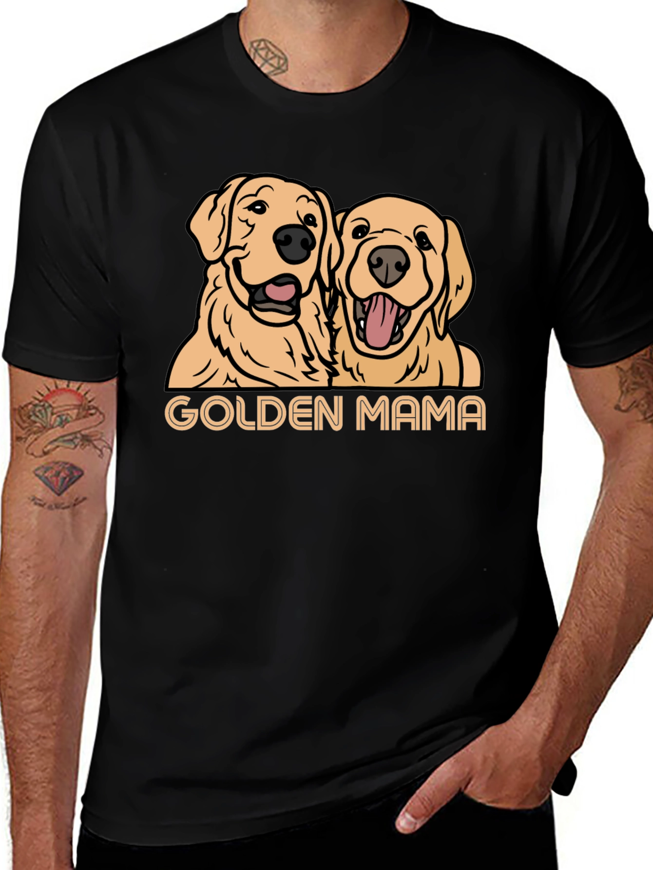 Golden Mama Dog T-Shirt - Black
