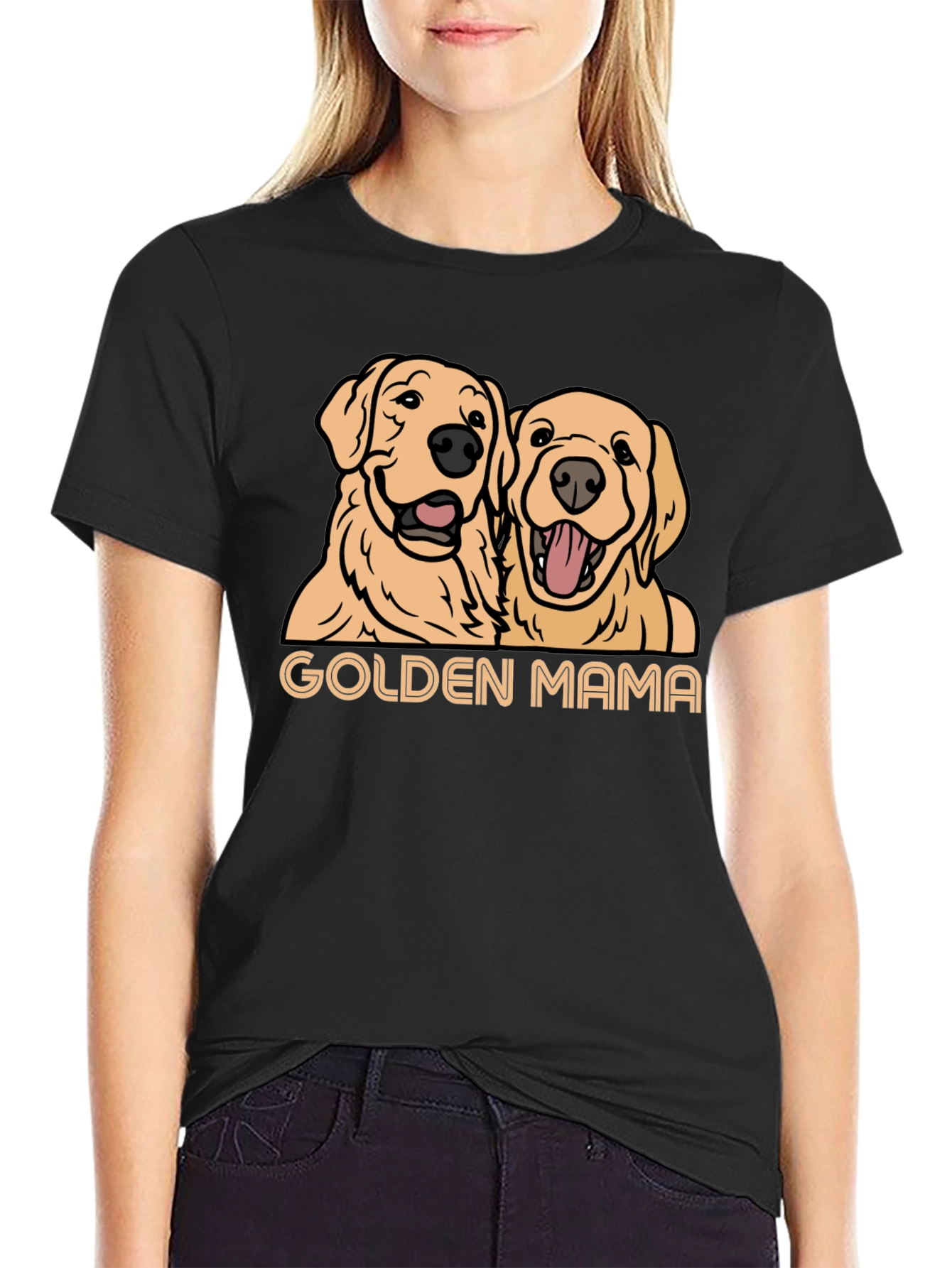 Golden Mama Dog T-Shirt - Black